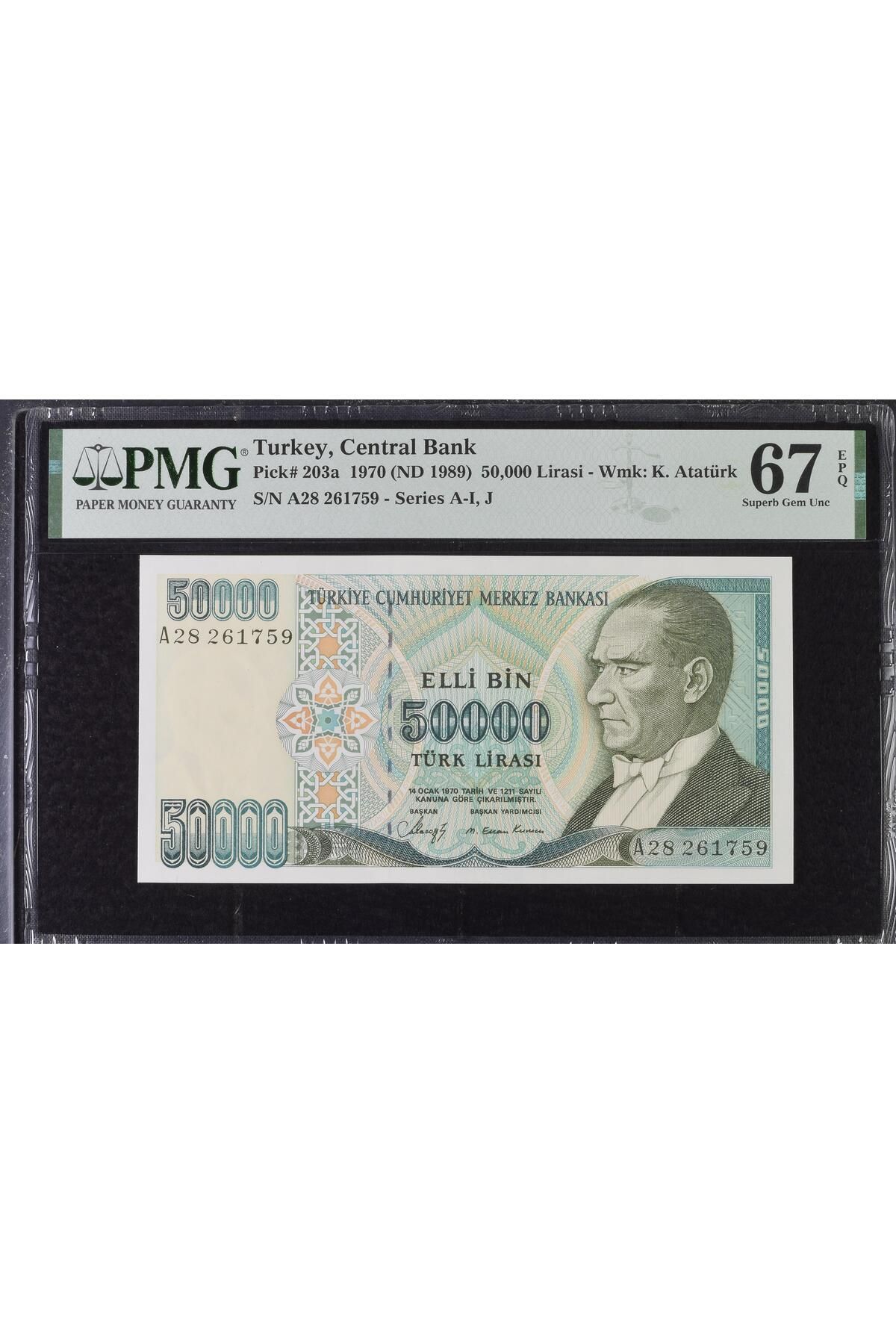 Lidya Koleksiyon 7. Emisyon 1. Tertip 50.000 Lira - A28, PMG 67