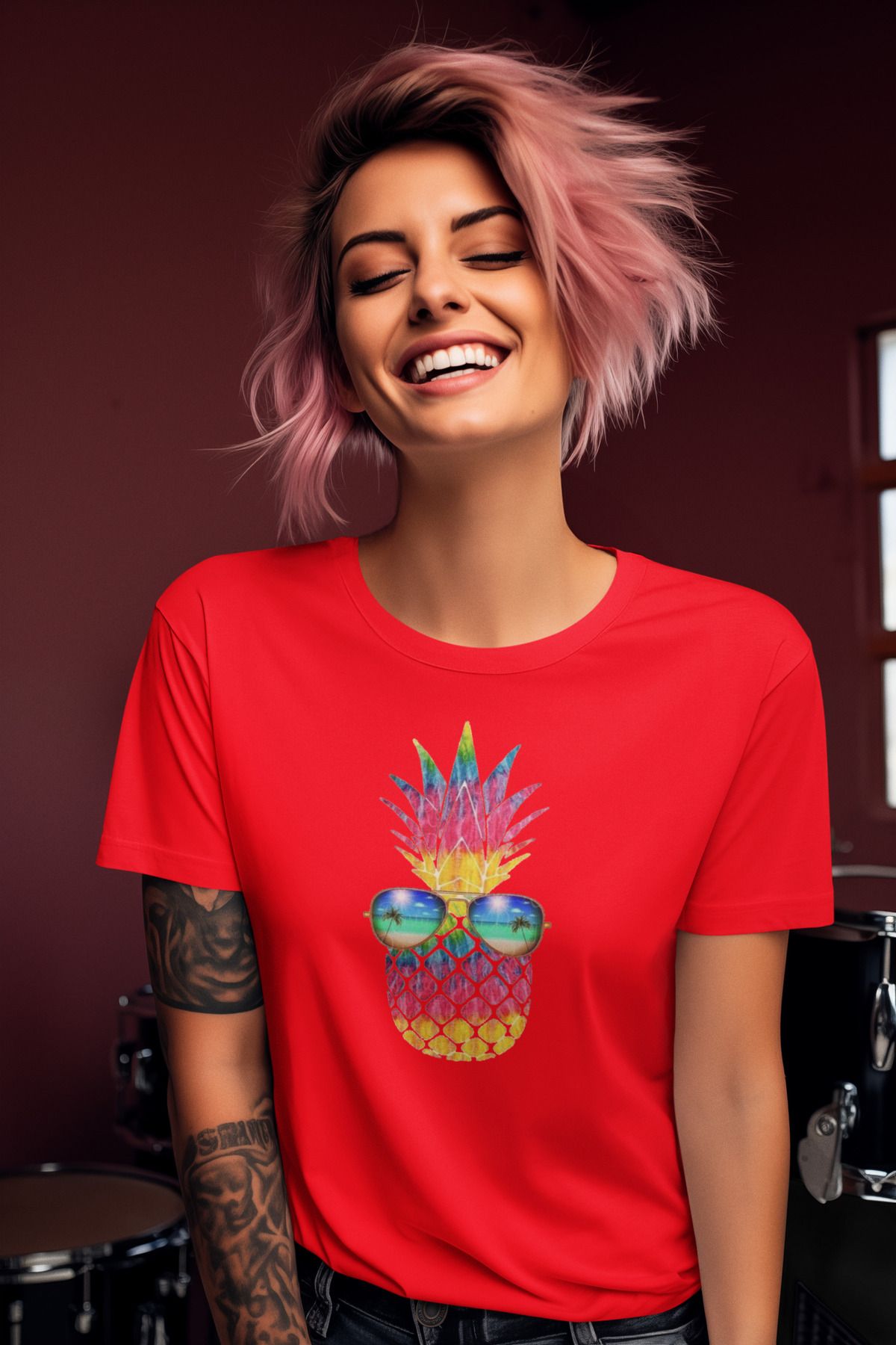 MAGORS STIL-X SUMMER TIME TEMALI BİSİKLET YAKA %100 PAMUKLU KADIN TSHIRT