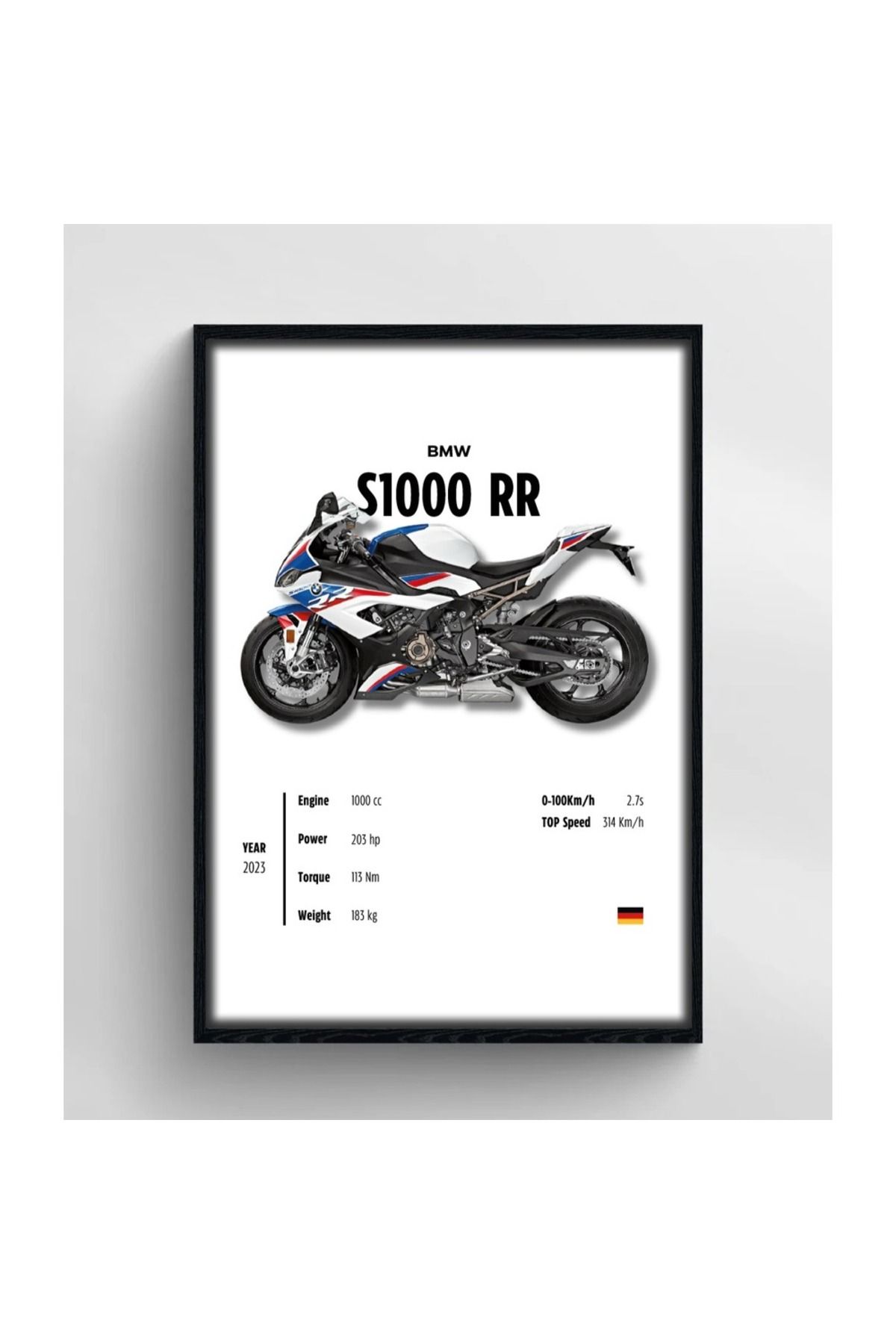 Thetic BMW S1000 RR 2023 Motosiklet Poster – Yüksek Hız ve Güç Estetiği
