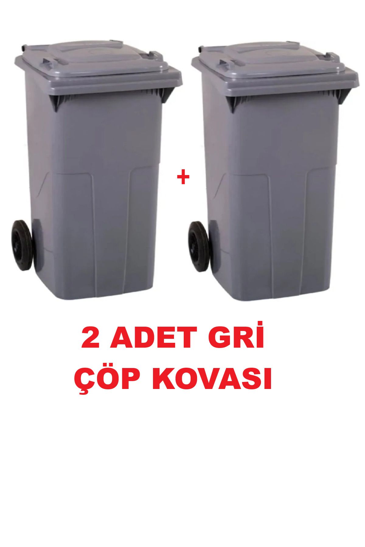 PRATİK SHOP 2 ADET Çöp Kovası Kapaklı Tutma Saplı Özel Çöp Konteyneri 120 Lt ( Gri ) Büyük Boy 2 Adet