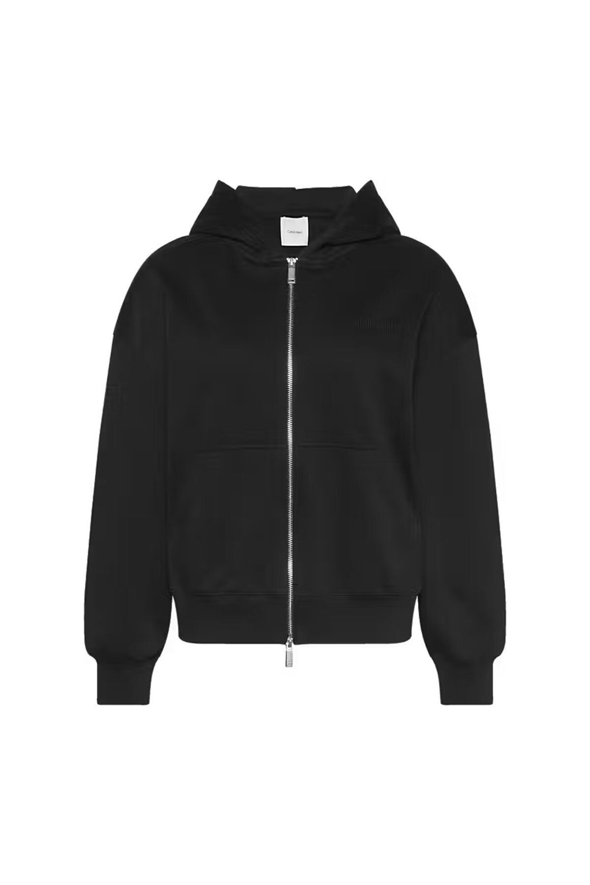 Calvin Klein Kadın A - Logo Emb French Kapüşonlu Fermuarlı Sweatshirt - Siyah