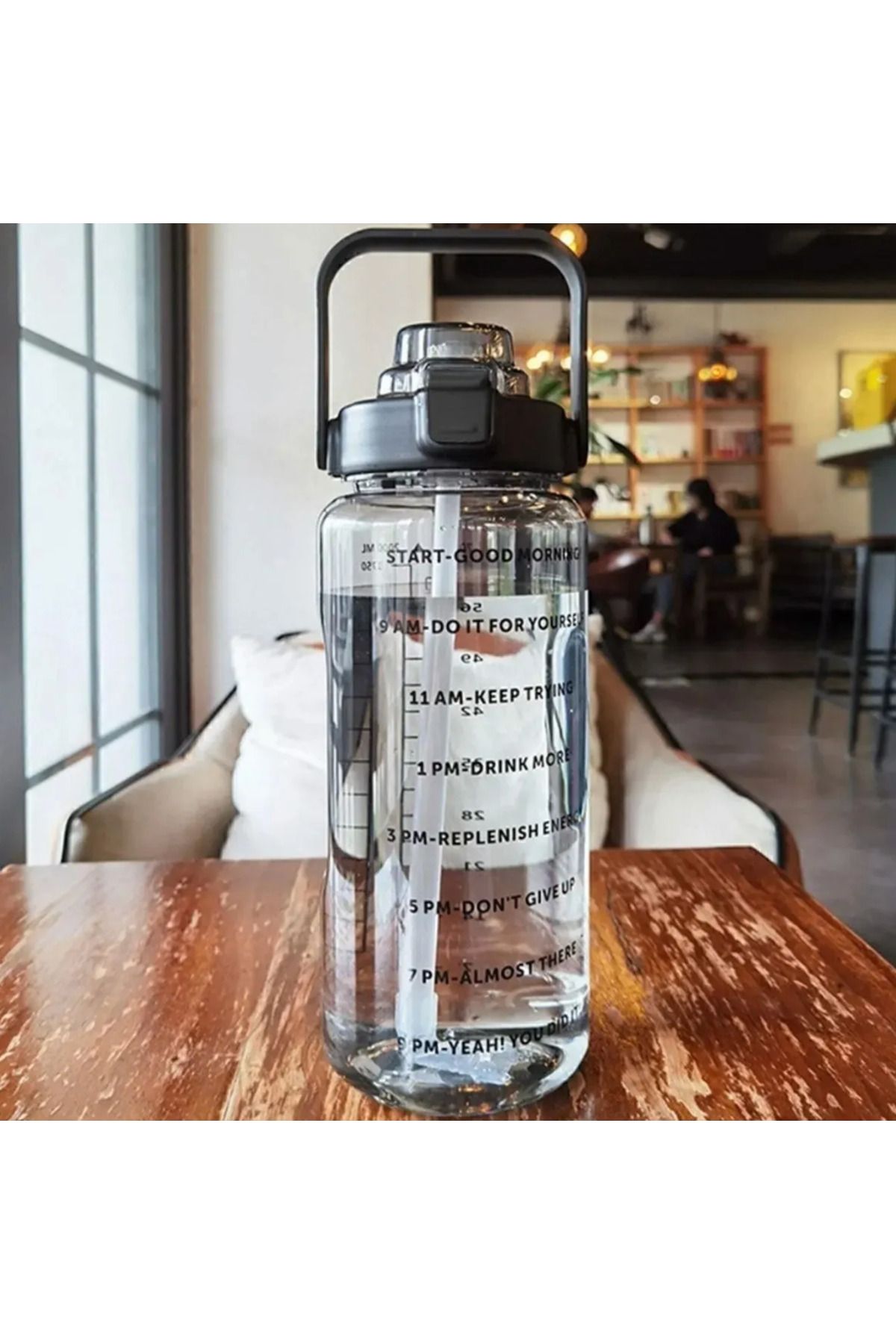Seram Şeffaf Motivasyon Matara 2000 ml Suluk Su Şişesi - Bpa Içermez