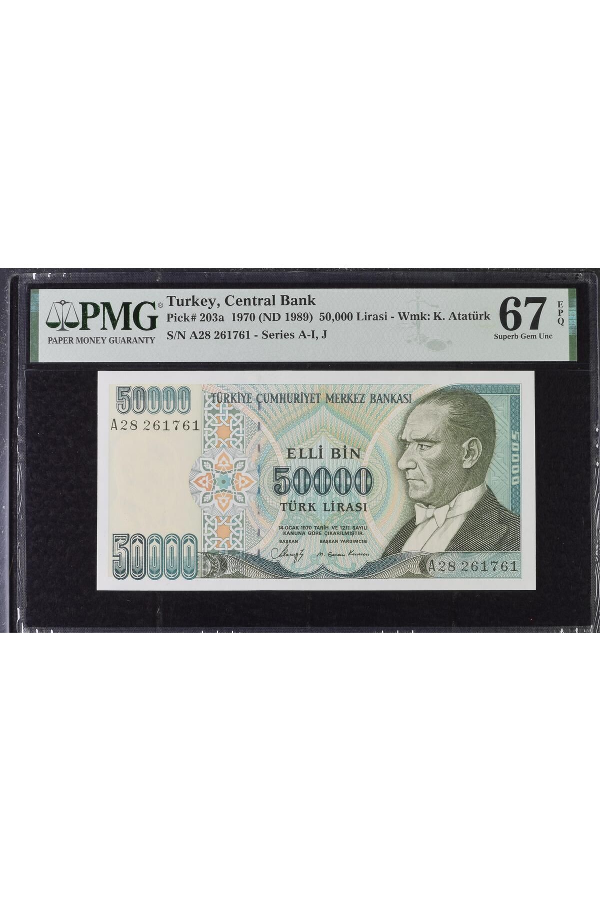 Lidya Koleksiyon 7. Emisyon 1. Tertip 50.000 Lira - A28 - PMG 67