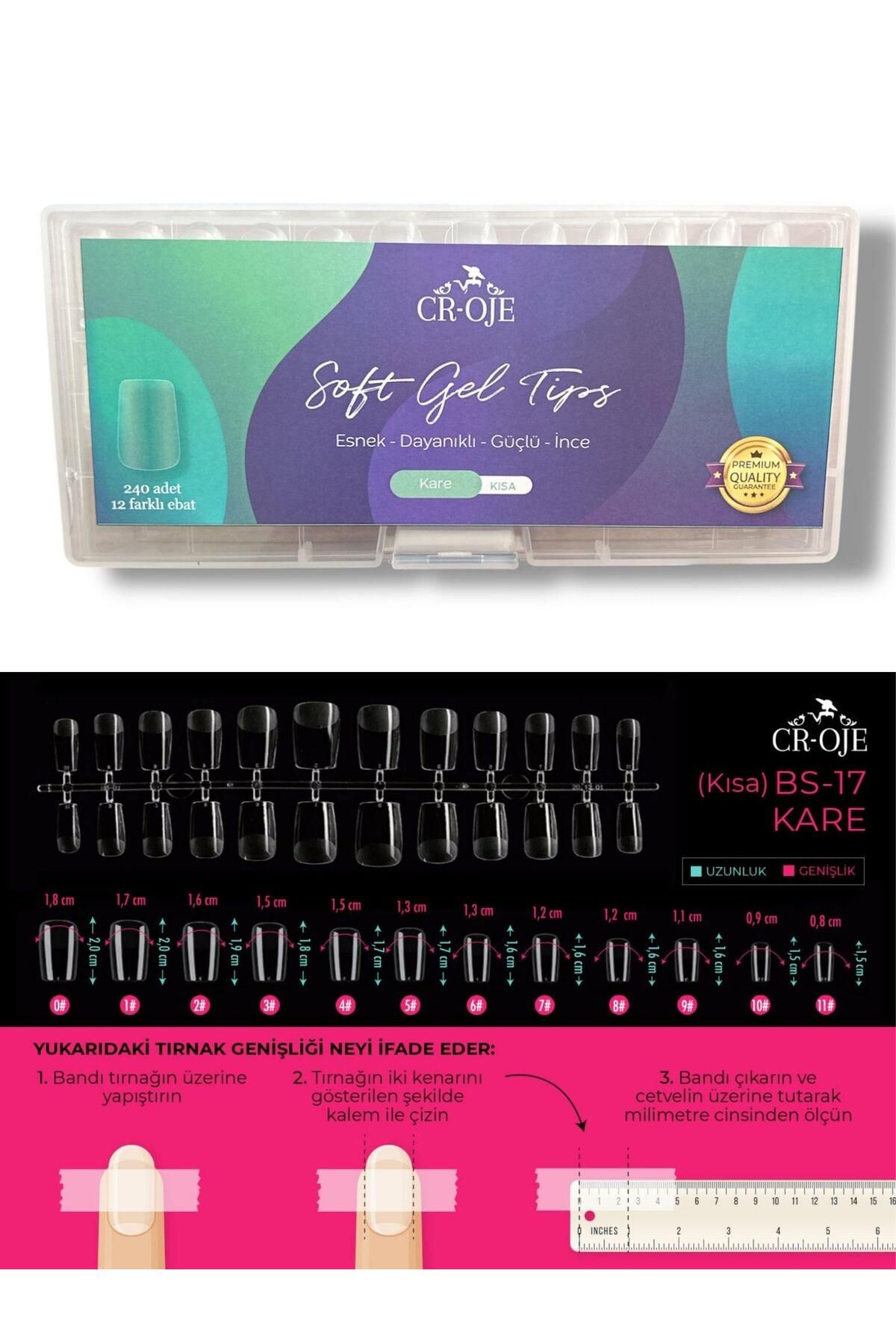 CROJE KALICI OJE Soft Gel Tips - Kare Kısa