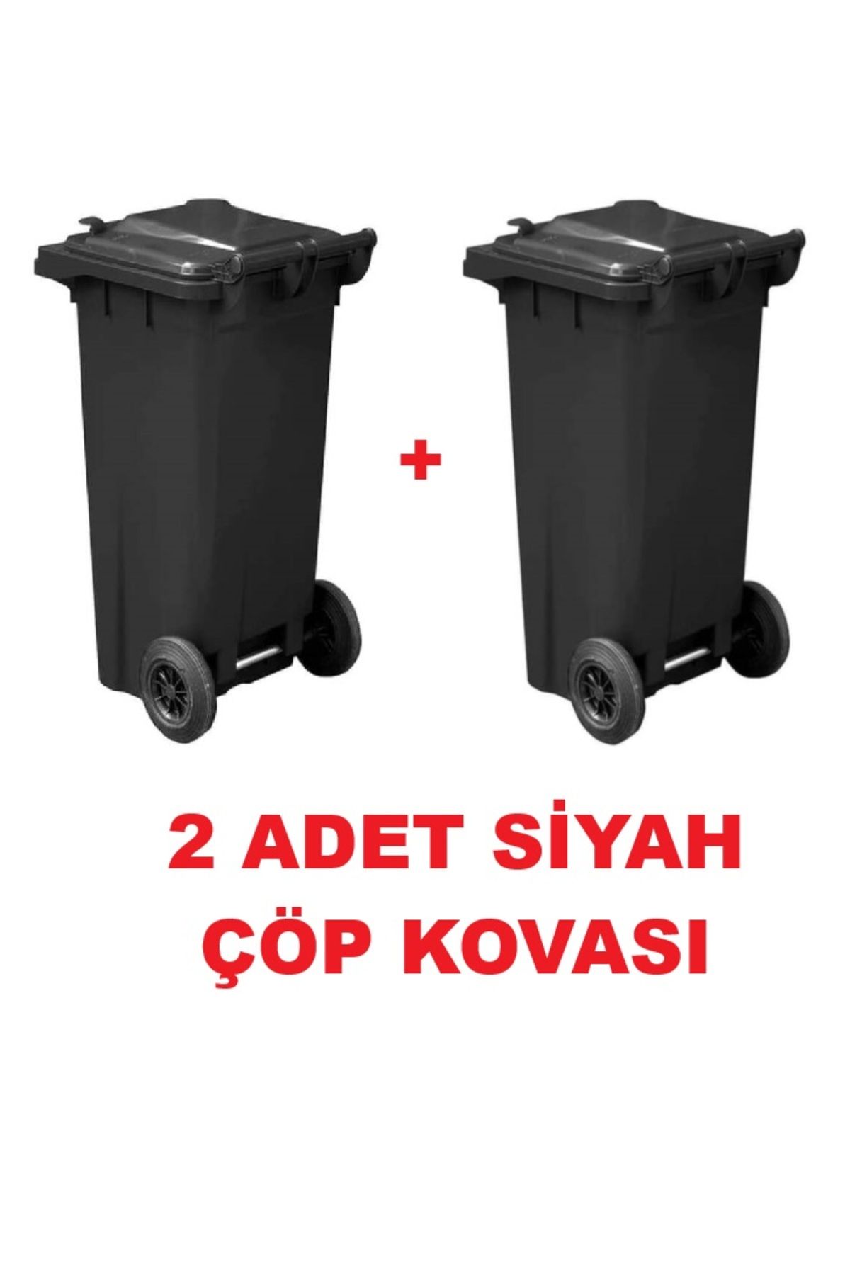 PRATİK SHOP 2 ADET Çöp Kovası Kapaklı Tutma Saplı Özel Çöp Konteyneri 120 Lt ( Siyah ) Büyük Boy 2 Adet