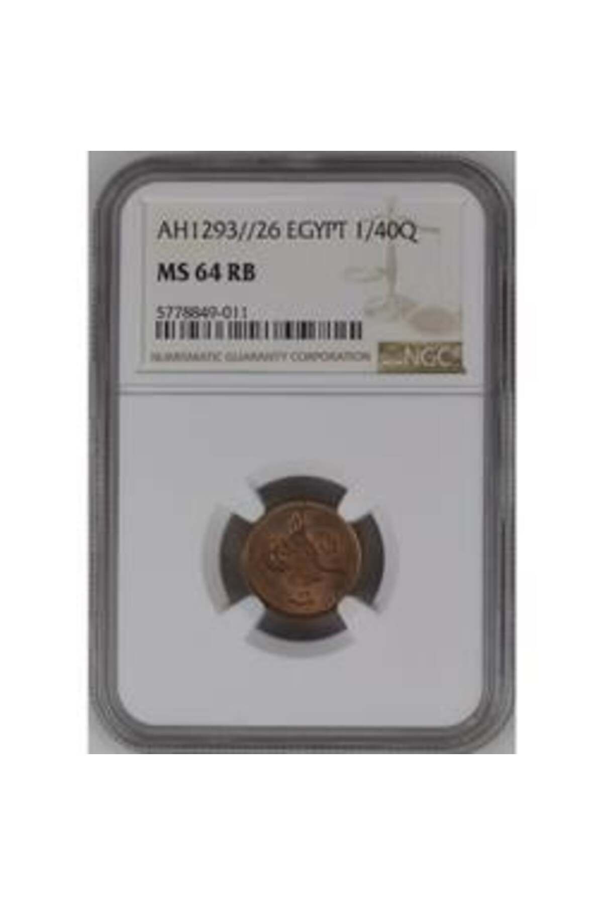 Lidya Koleksiyon Sultan II. Abdülhamid 1293/26 Mısır 1/40 Kuruş - ÇİL - NGC MS64 RB