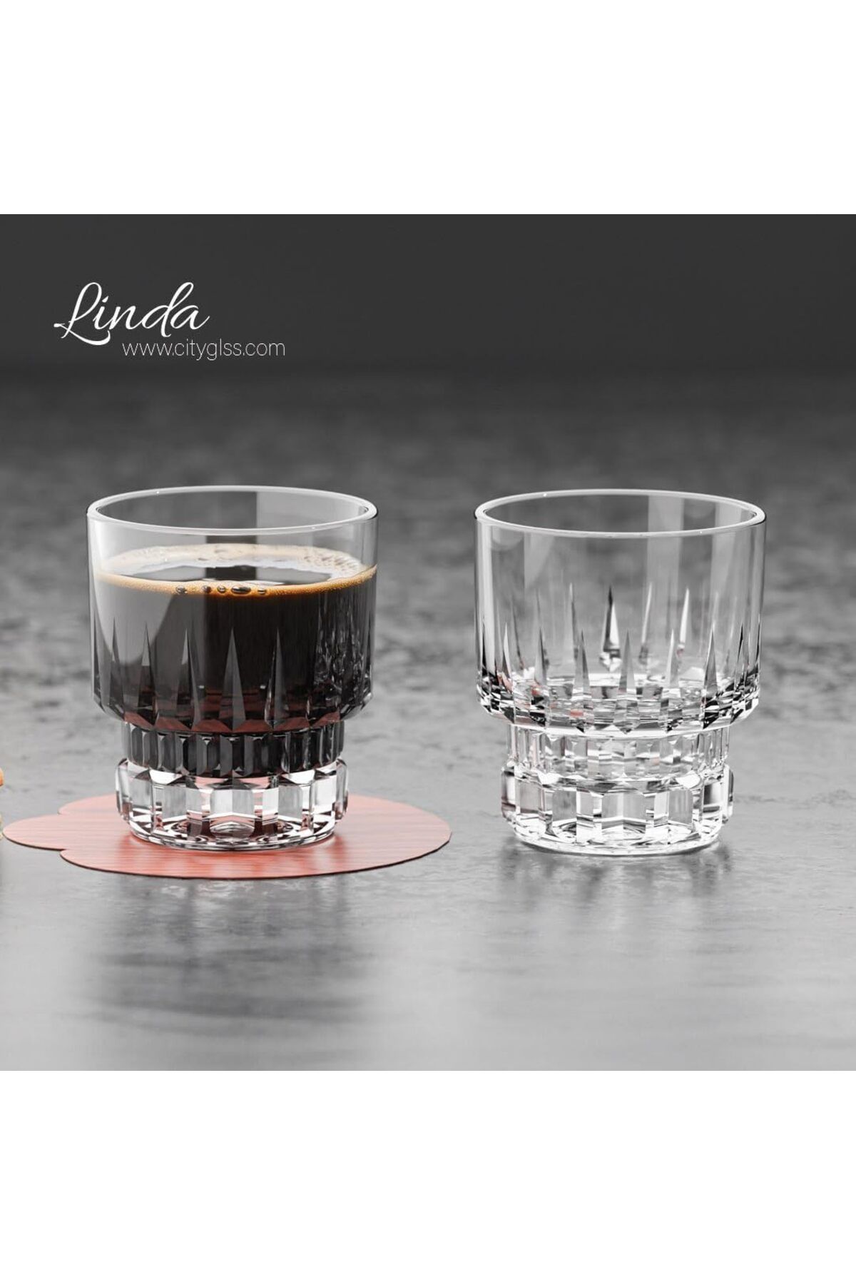 YzHome 6 Lı Kristal Cam Kahve Yanı Su Bardağı Bardak Kupa 100ml