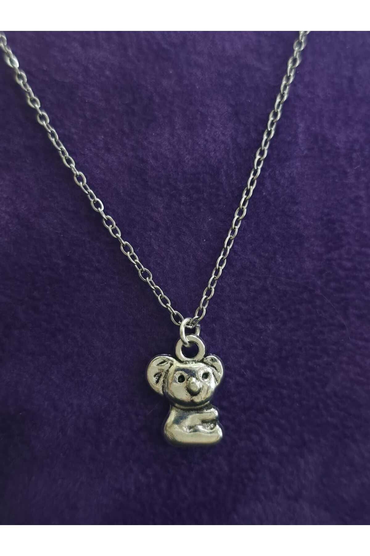sarıyer silver Koala Model Vahşi Yaşam Hayvan Temalı Şık Minimal Stil Çelik Kolye Ucu Ve Çelik Zincir Kolye