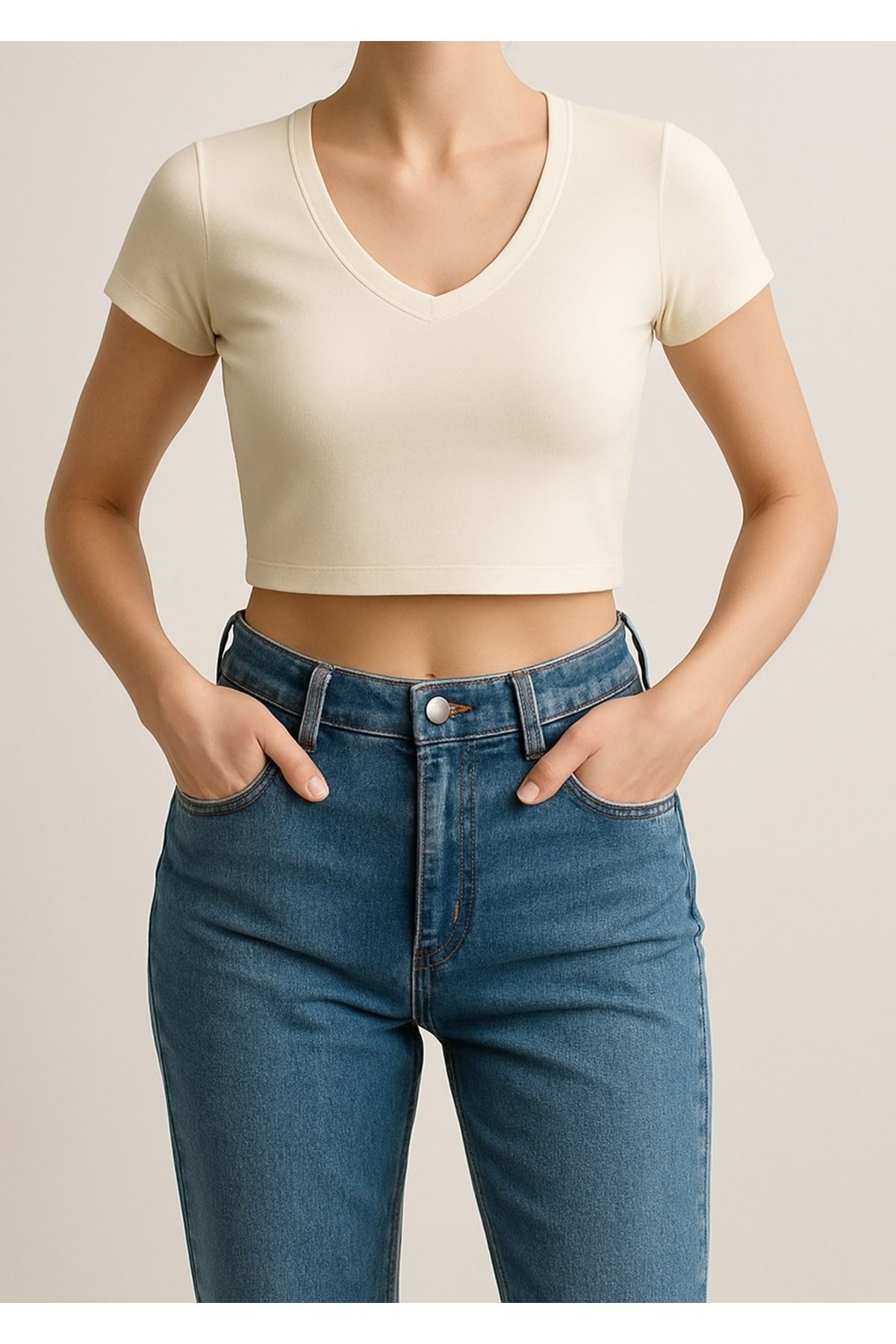 Q-LOOK KADIN CROP T-SHIRT