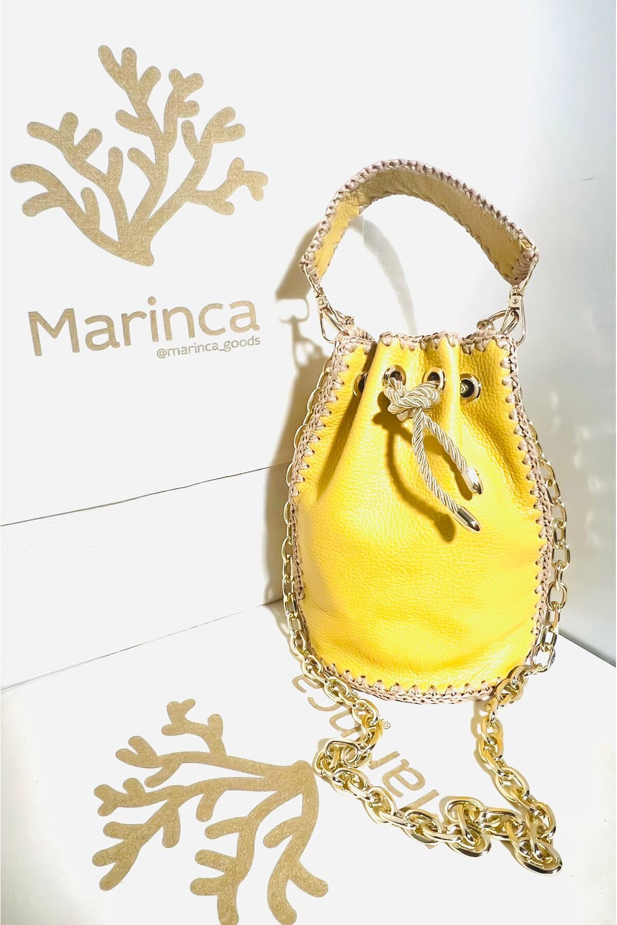 Marinca Torba Limone Hakiki Gerçek Deri Omuz Çantası Sarı