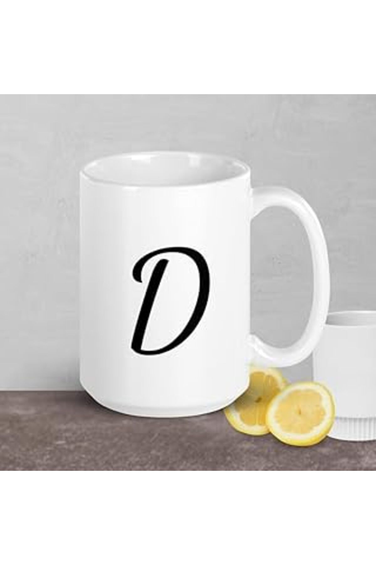 ASİTAN Print Dore D Monogramı Kupa Bardak - Beyaz Parlak Kupa - İngilizce Kahve Kupa
