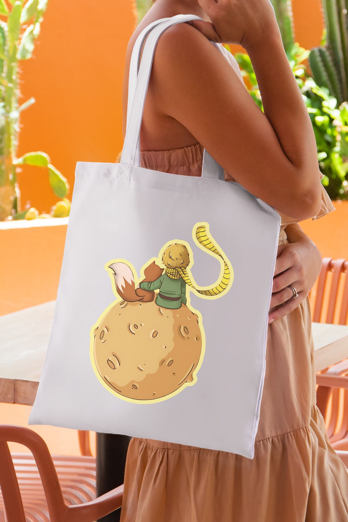 SevindirenŞeyler Küçük Prens Little Prince Fox Baskılı Bez Çanta Plaj Çantası Tote Bag - Sevindiren Şeyler