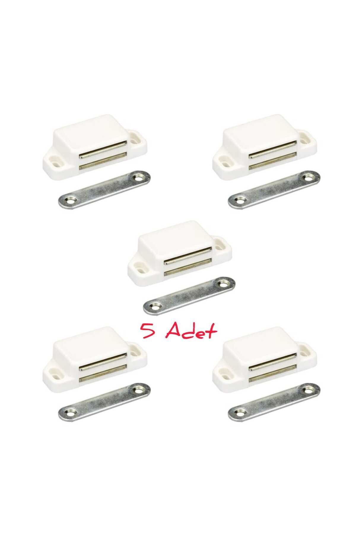teknotrust (5 ADET) 5,7cm Beyaz Mıknatıslı Çıt Çıt Pvc Sineklik Mobilya Dolap Kapak Tutucu