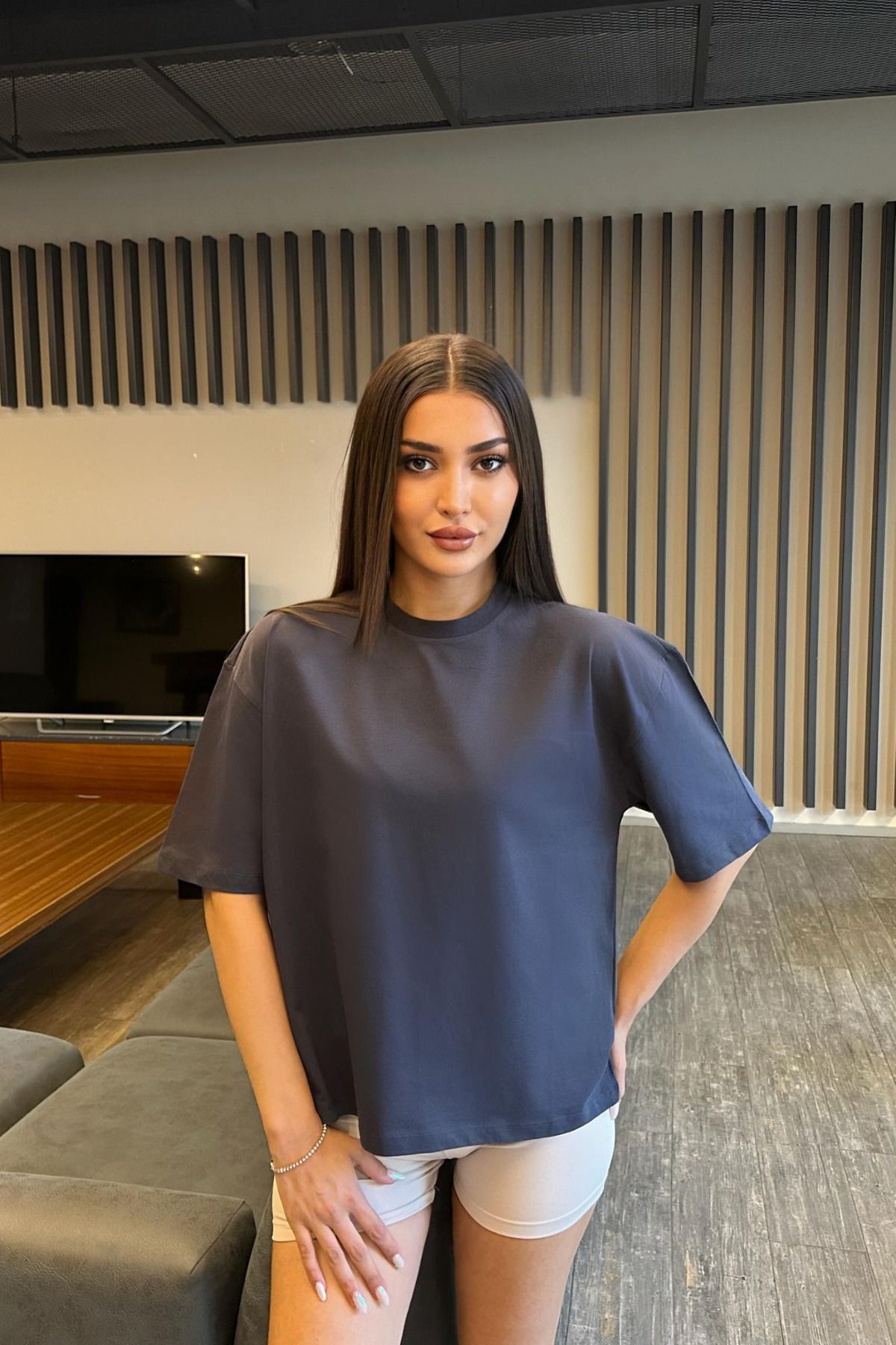 BİKELİFE Kadın Oversize Basic Pamuklu T-Shirt