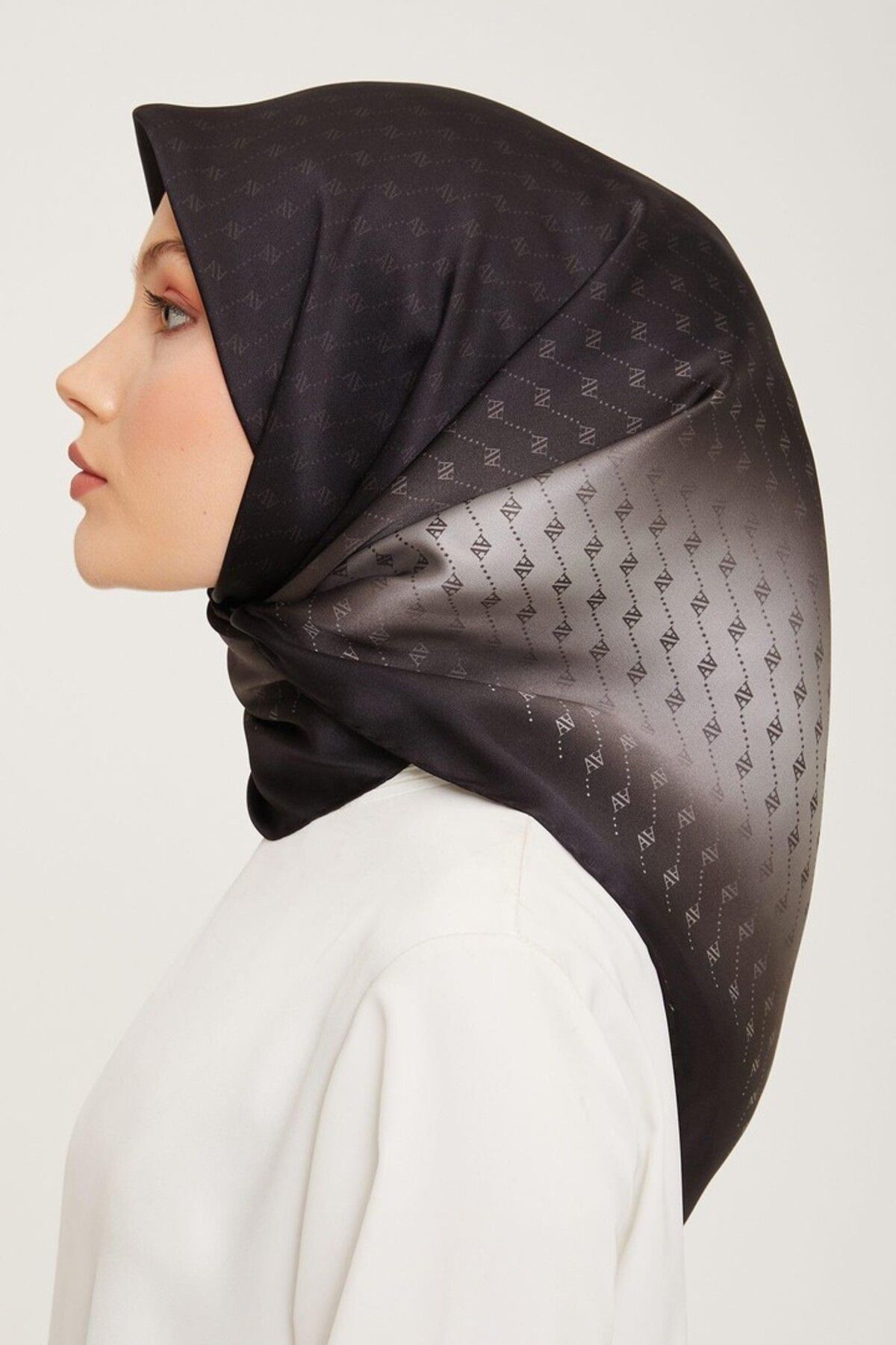 Armine-Nostalgia Series Silk Twill Scarf 9003D-08 Geometric Pattern Black 4