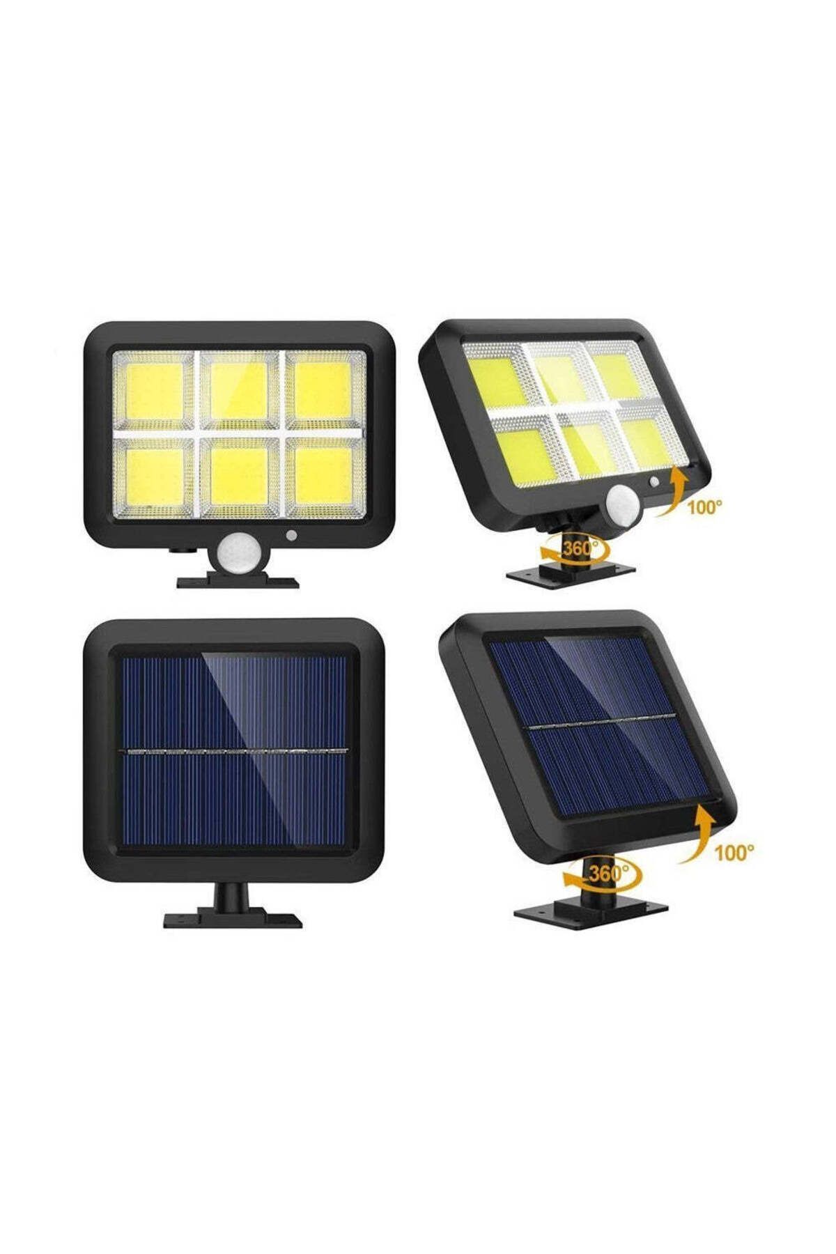 Welora-Set of 3 X 120 LED COB Solar Lamp 120 LEDs, Power 30W, Light/Motion Sensor - Black 3