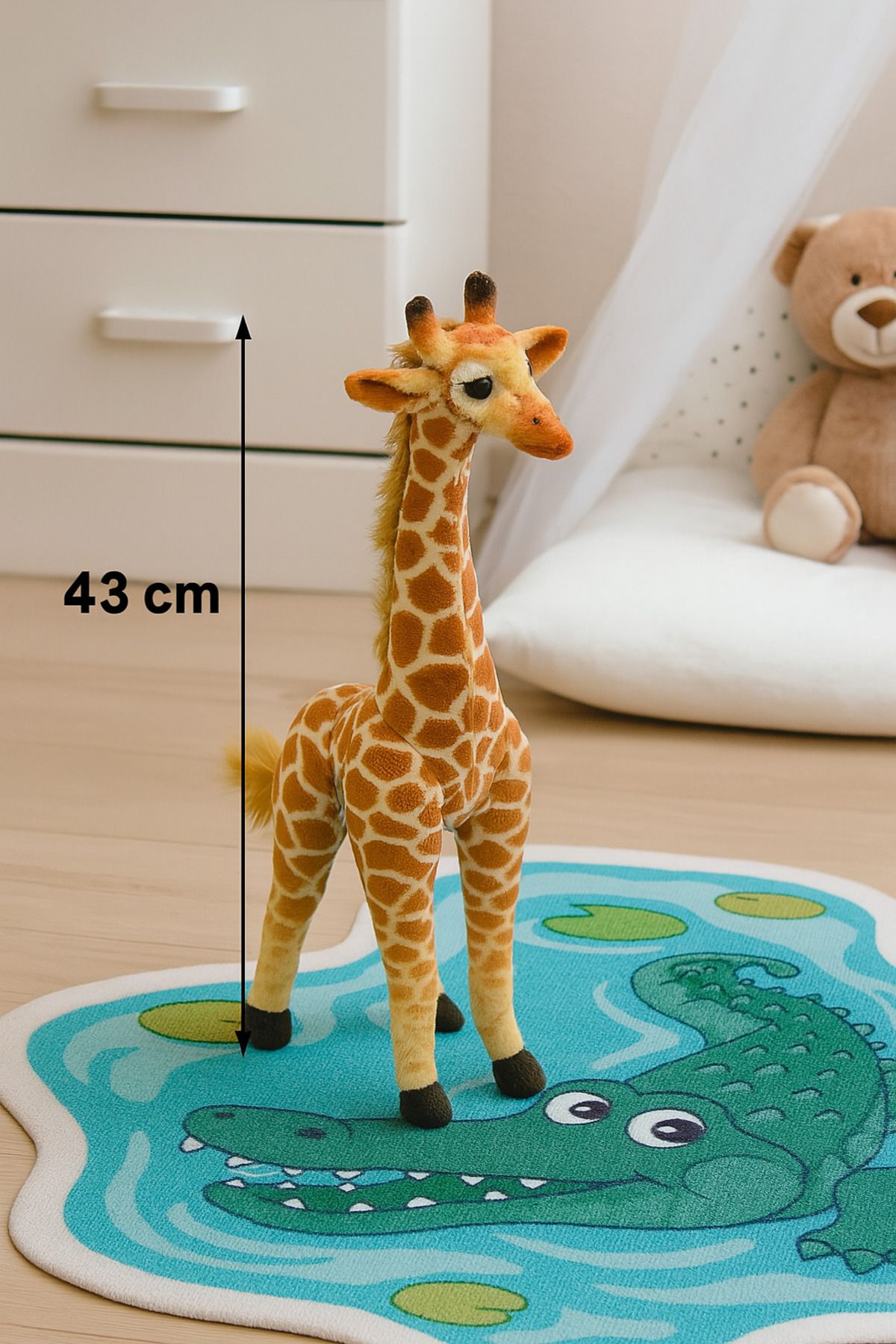 Duman Sevimliliği ve doğallığıyla dikkat çeken 43 cm peluş zürafa
