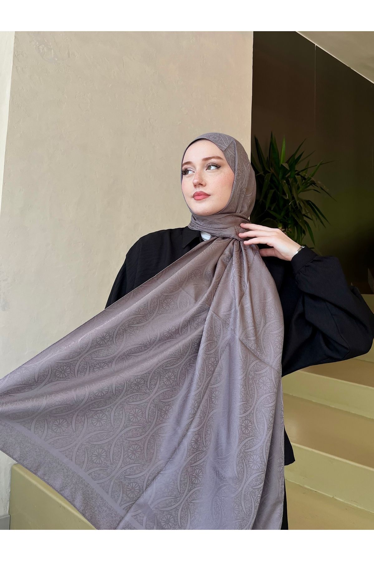 hijabchi Etnik Jakar Şal Sarmaşık Yıldızı Desen -