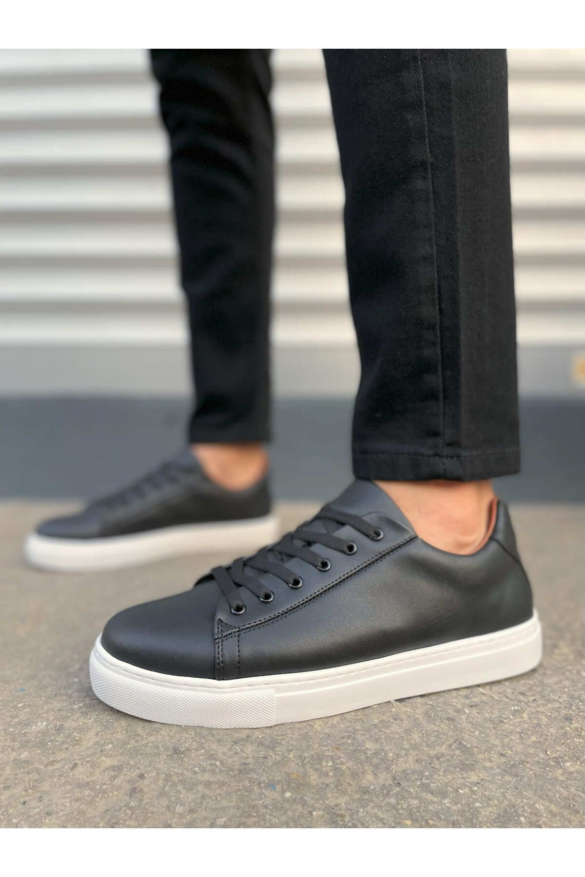Zerenyus JY122 Mode Bağcıklı Günlük Erkek Sneaker - Siyah Beyaz