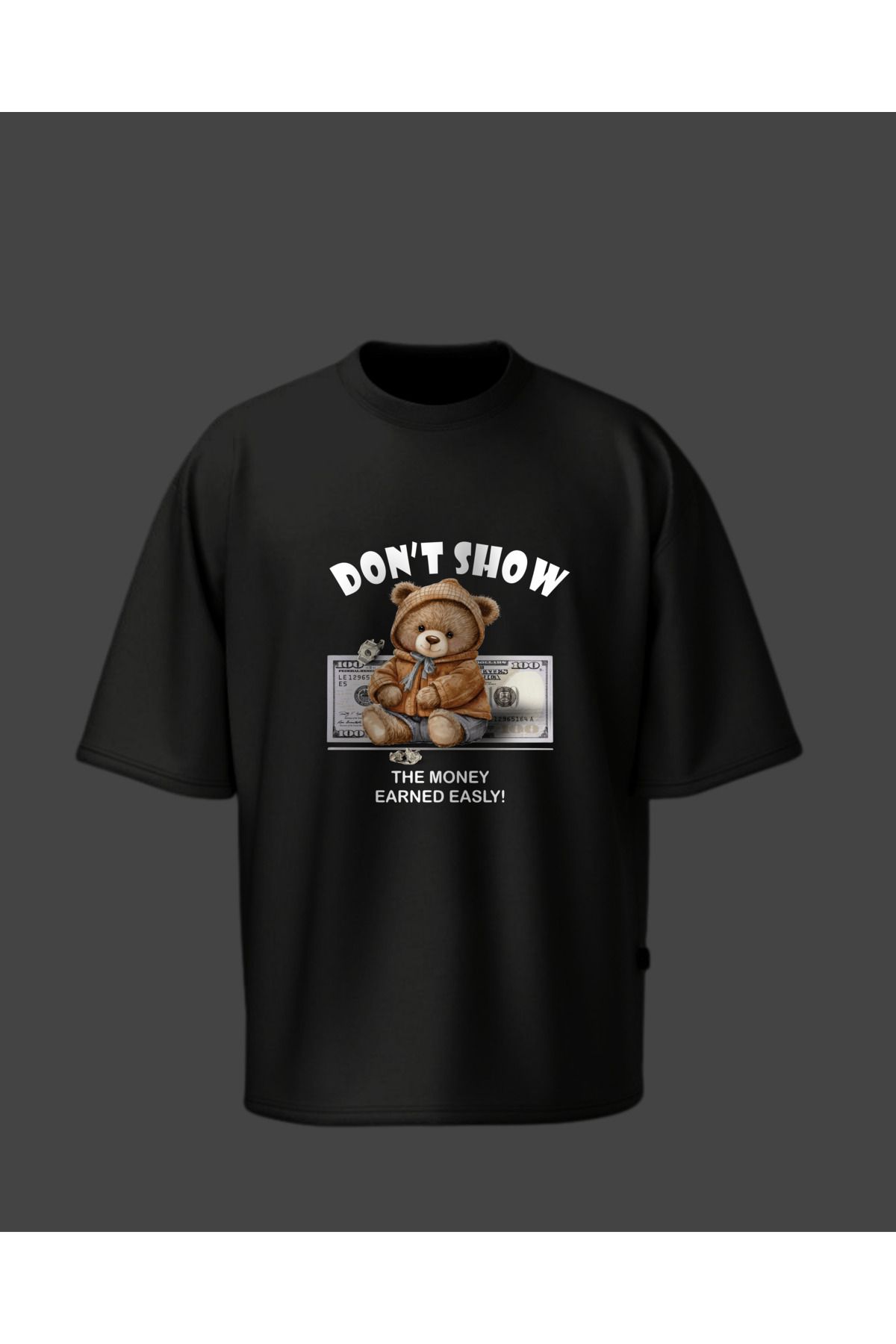 Generic Erkek Baskılı Oversize Pamuklu O Yaka T-Shirt