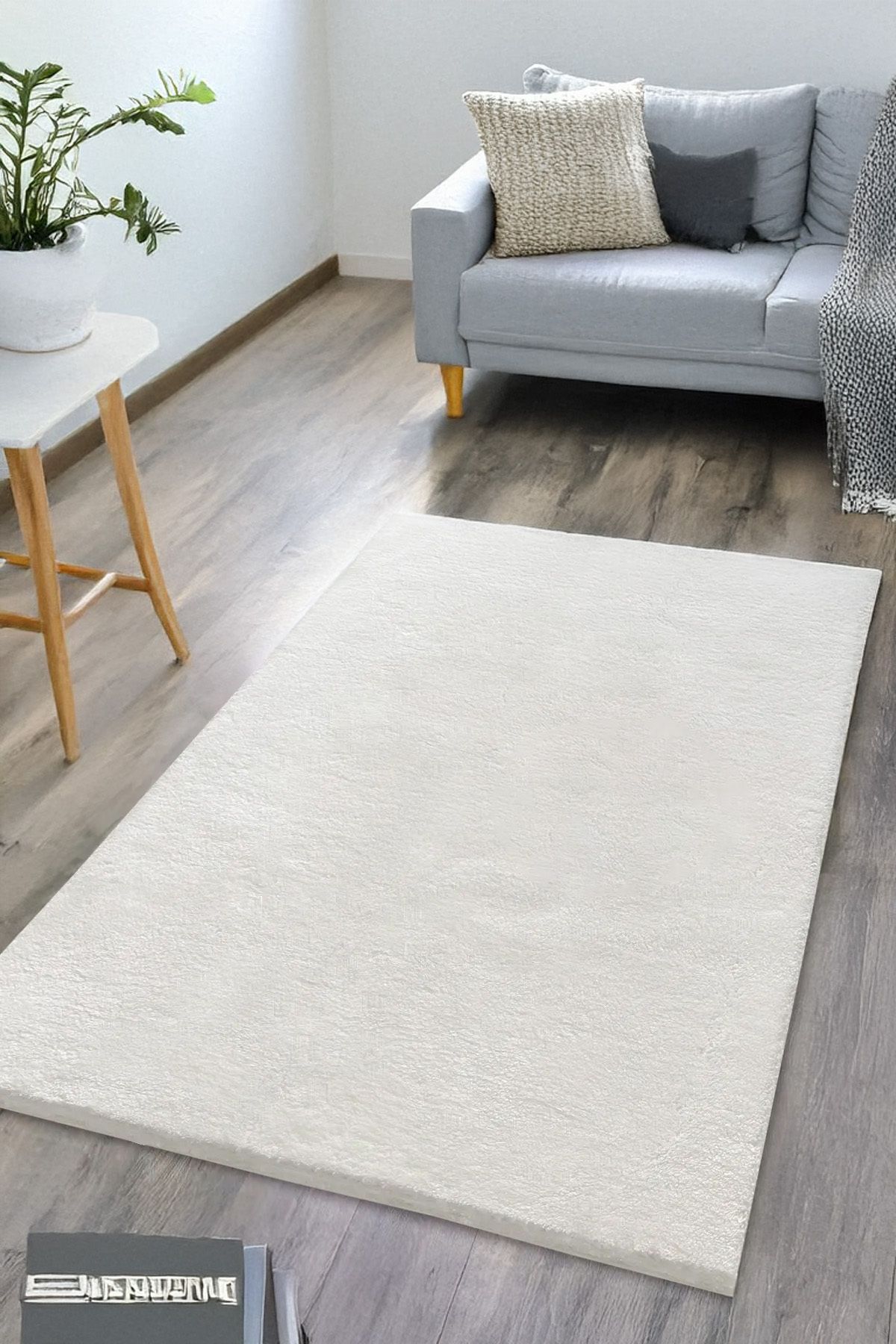 LOFT HOME CONSEPT Beyaz Post Peluş Yıkanabilir Kaymaz Dot Taban Antibakteriyel Salon Koridor Çocuk Halısı Yumuşak