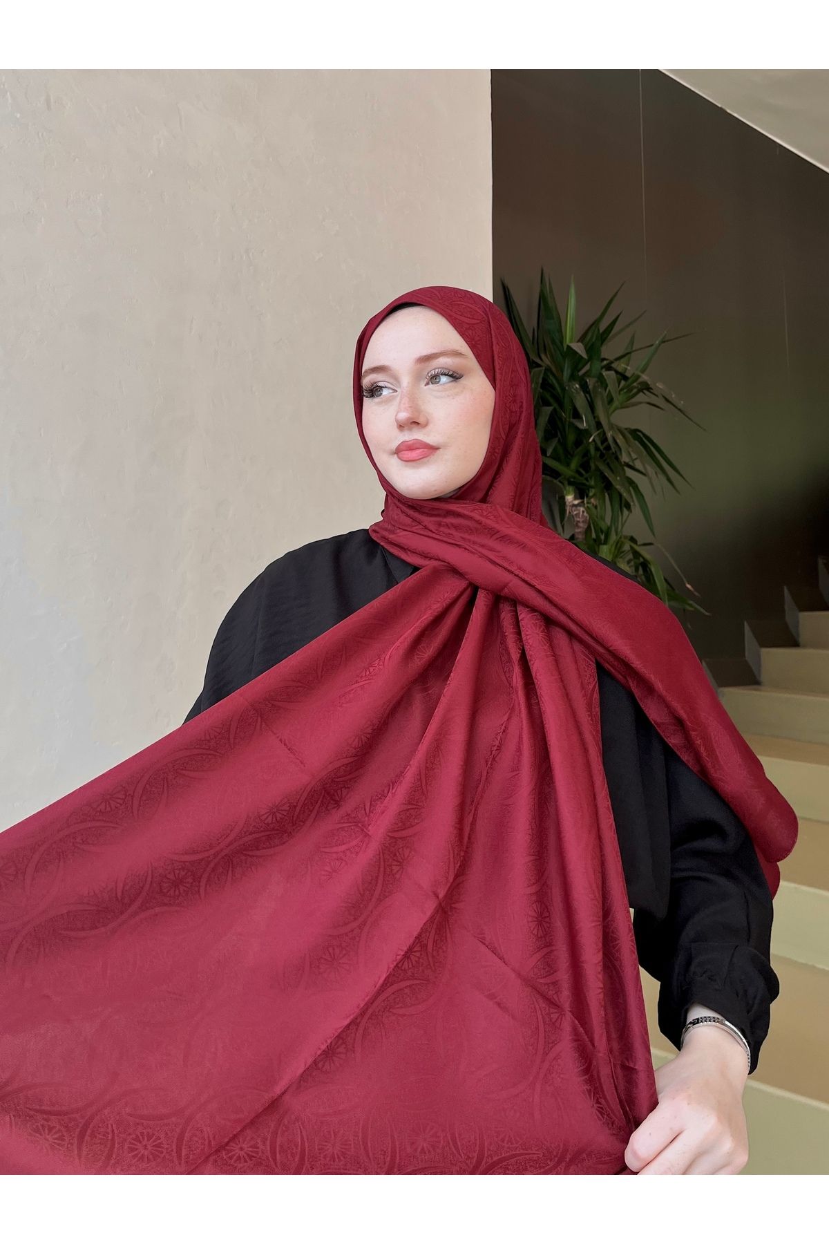 hijabchi Etnik Jakar Şal Sarmaşık Yıldızı Desen -