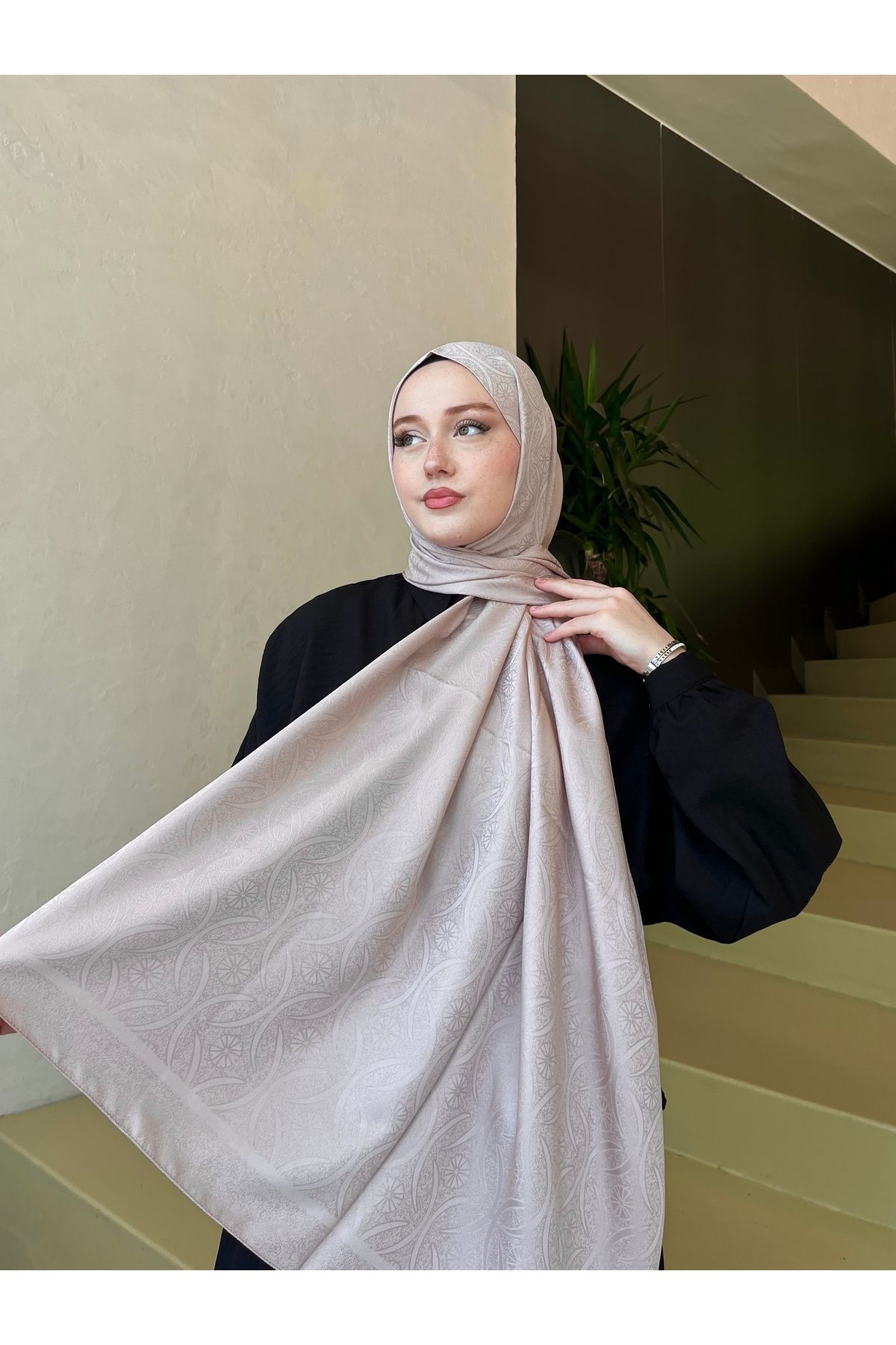 hijabchi Etnik Jakar Şal Sarmaşık Yıldızı Desen -