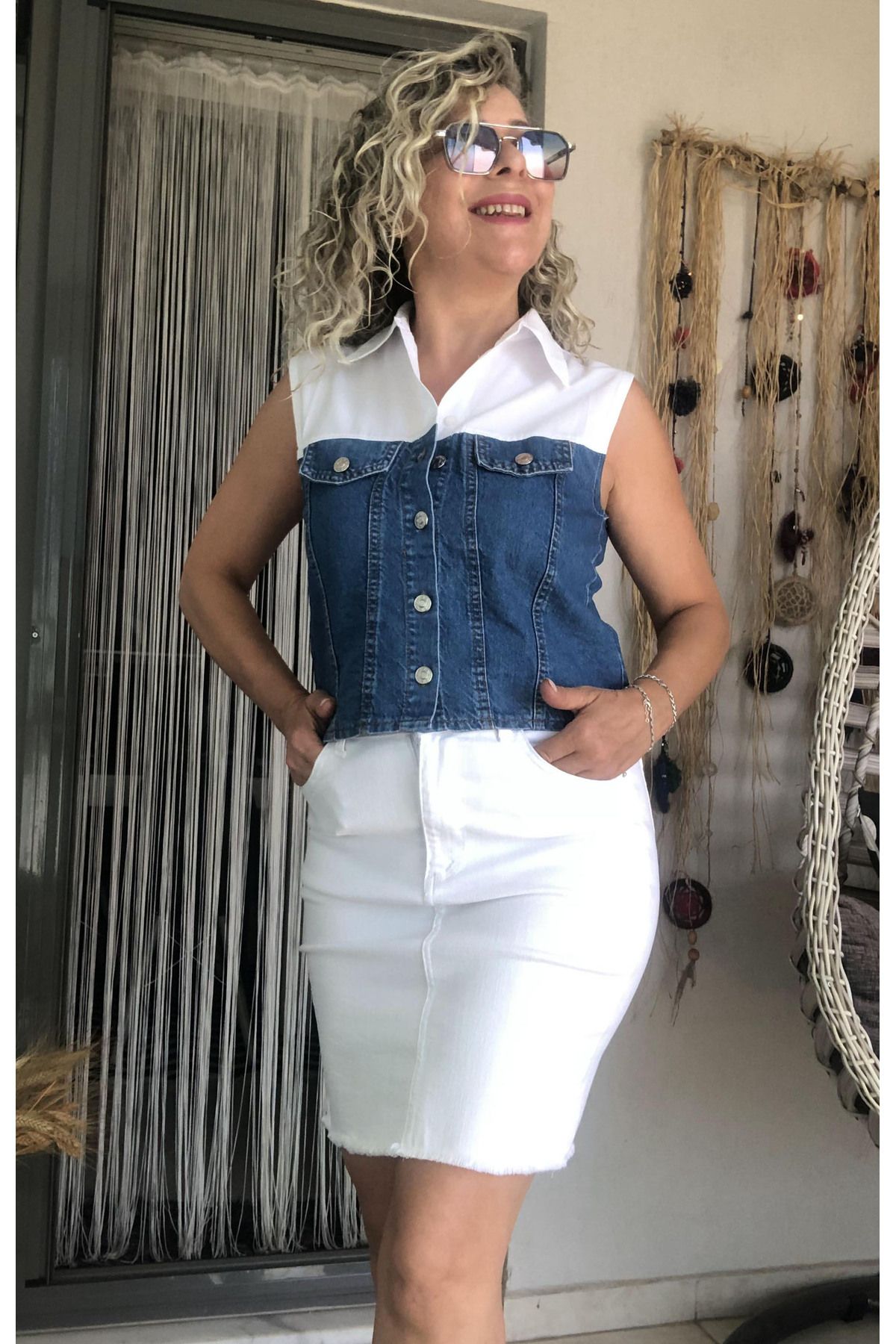 Dila Butik Üstü Poplin Altı Kot Gömlek