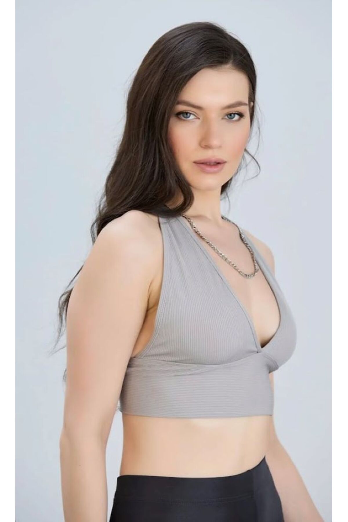 Leila DERİN V YAKA CROP BLUZ