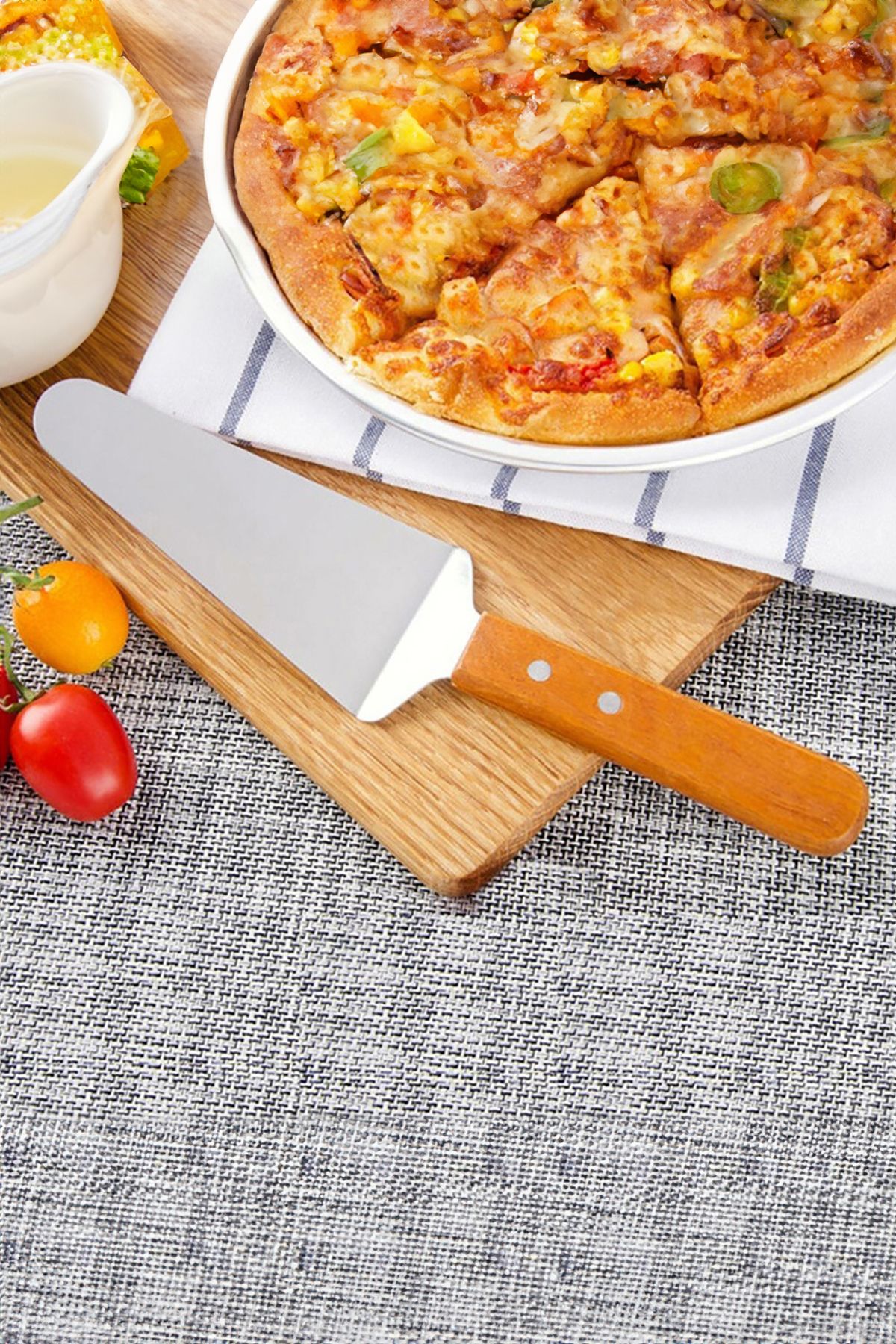 Vadi Ahşap Saplı Paslanmaz Çelik Spatula Pasta Tatlı Baklavacı Spatulası
