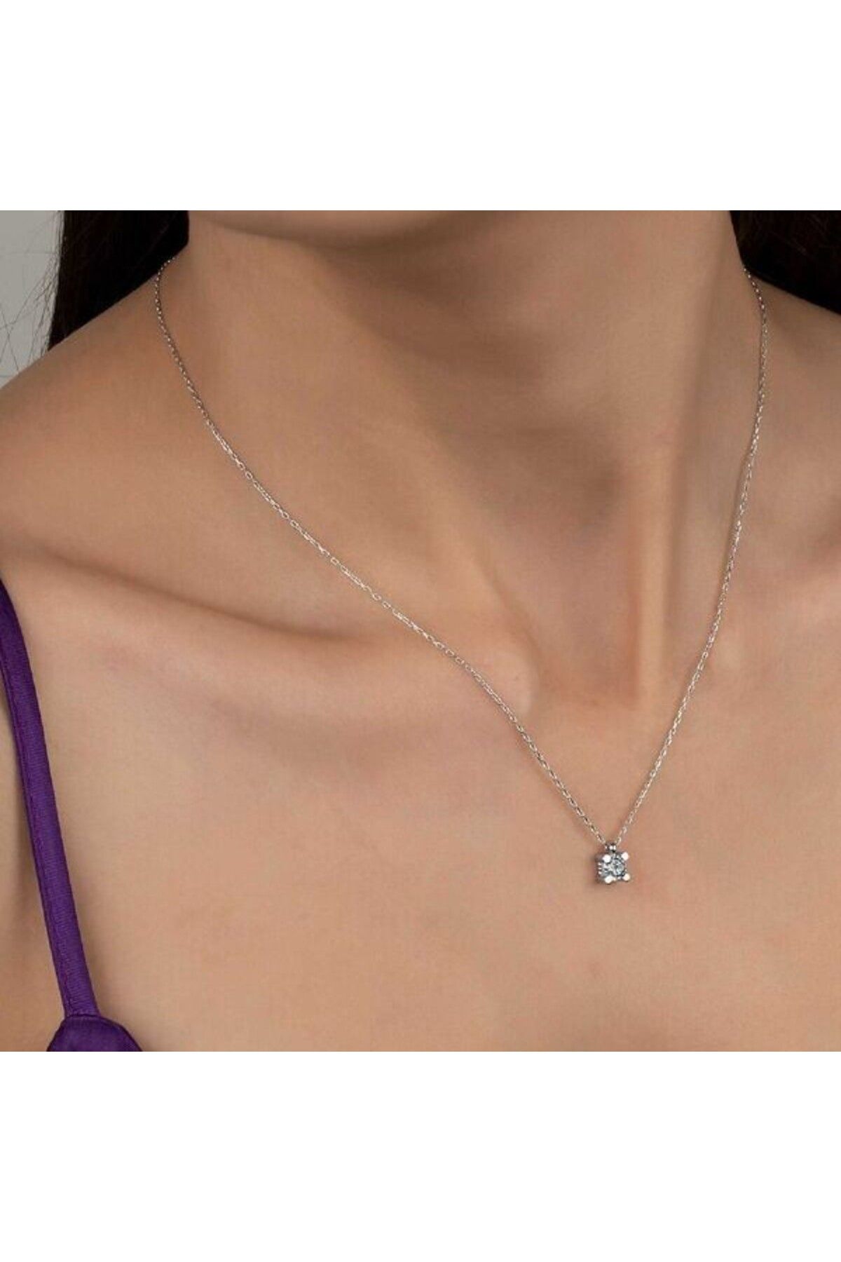 shop Taşlı Tek Taş 925 Ayar Gümüş Kolye