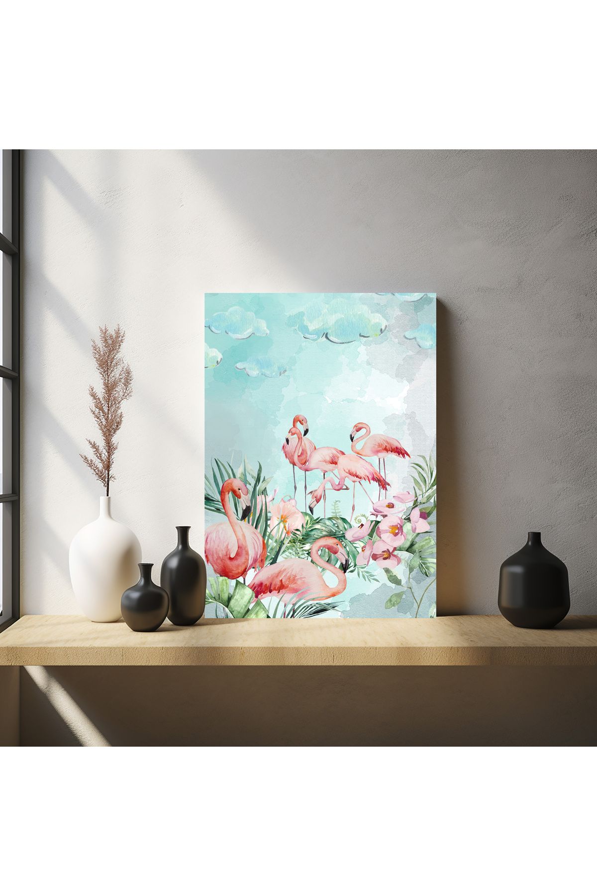Karkan Tekstil Flamingo Bahçesi Kanvas Tablo