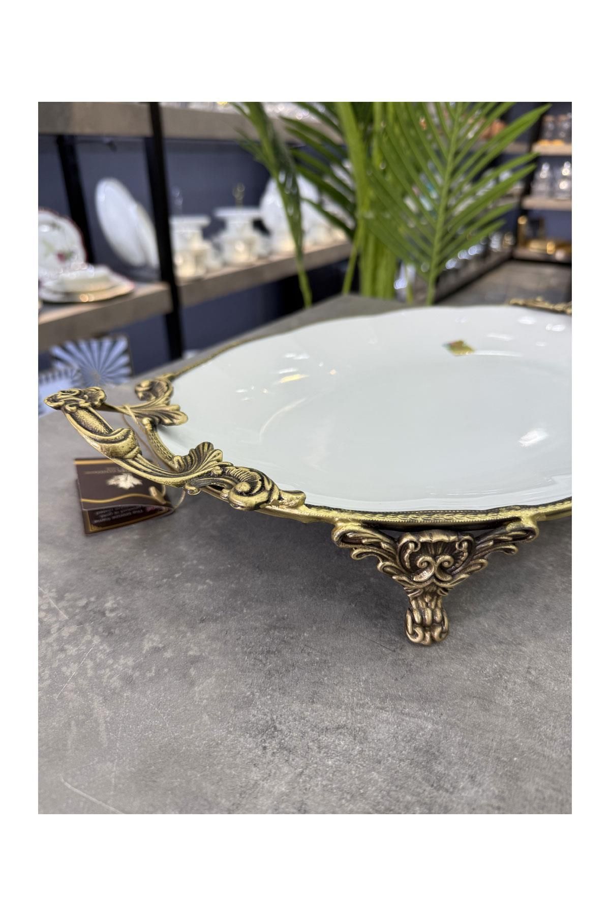 ROY KING-Luxury Porcelain Oval Serving with Brass Edge 2