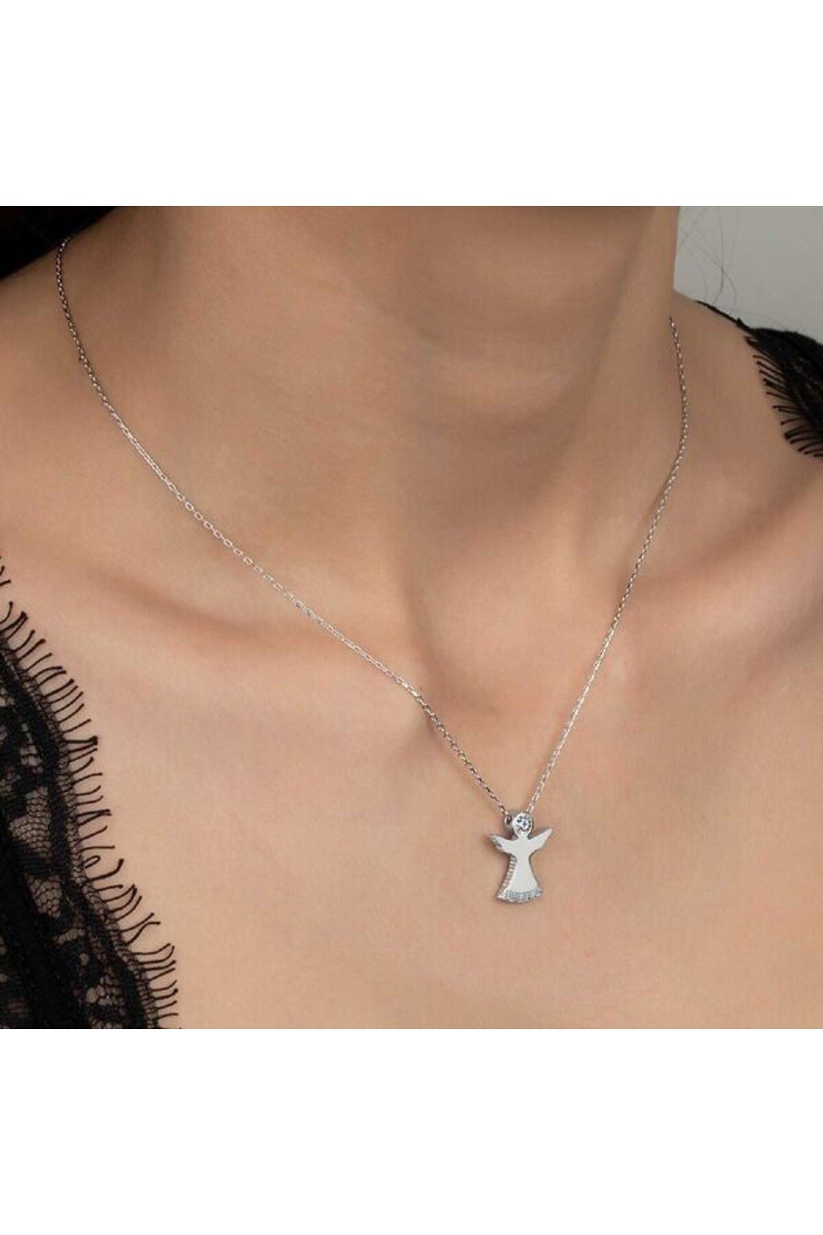 shop Taşlı Melek 925 Ayar Gümüş Kolye