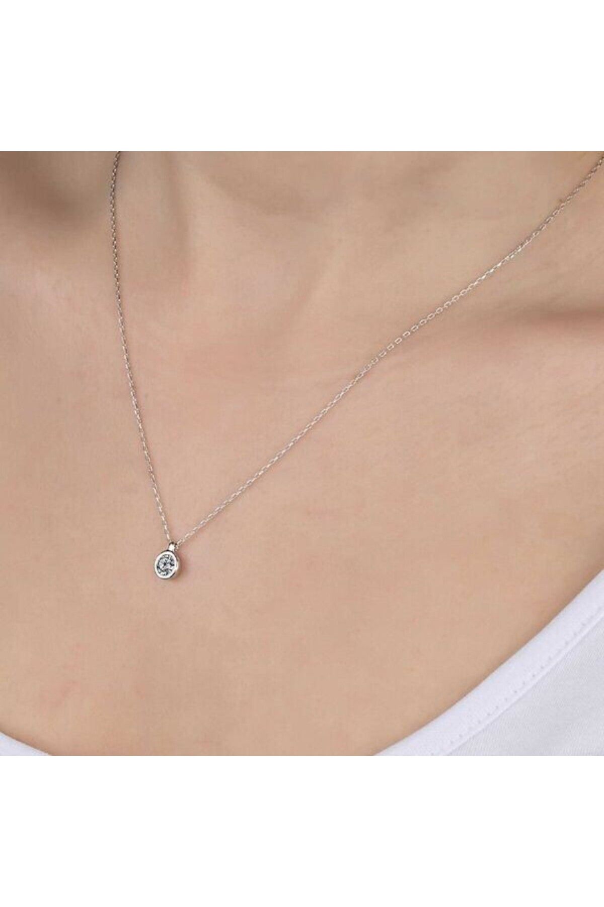 shop Taşlı Tek Taş 925 Ayar Gümüş Kolye
