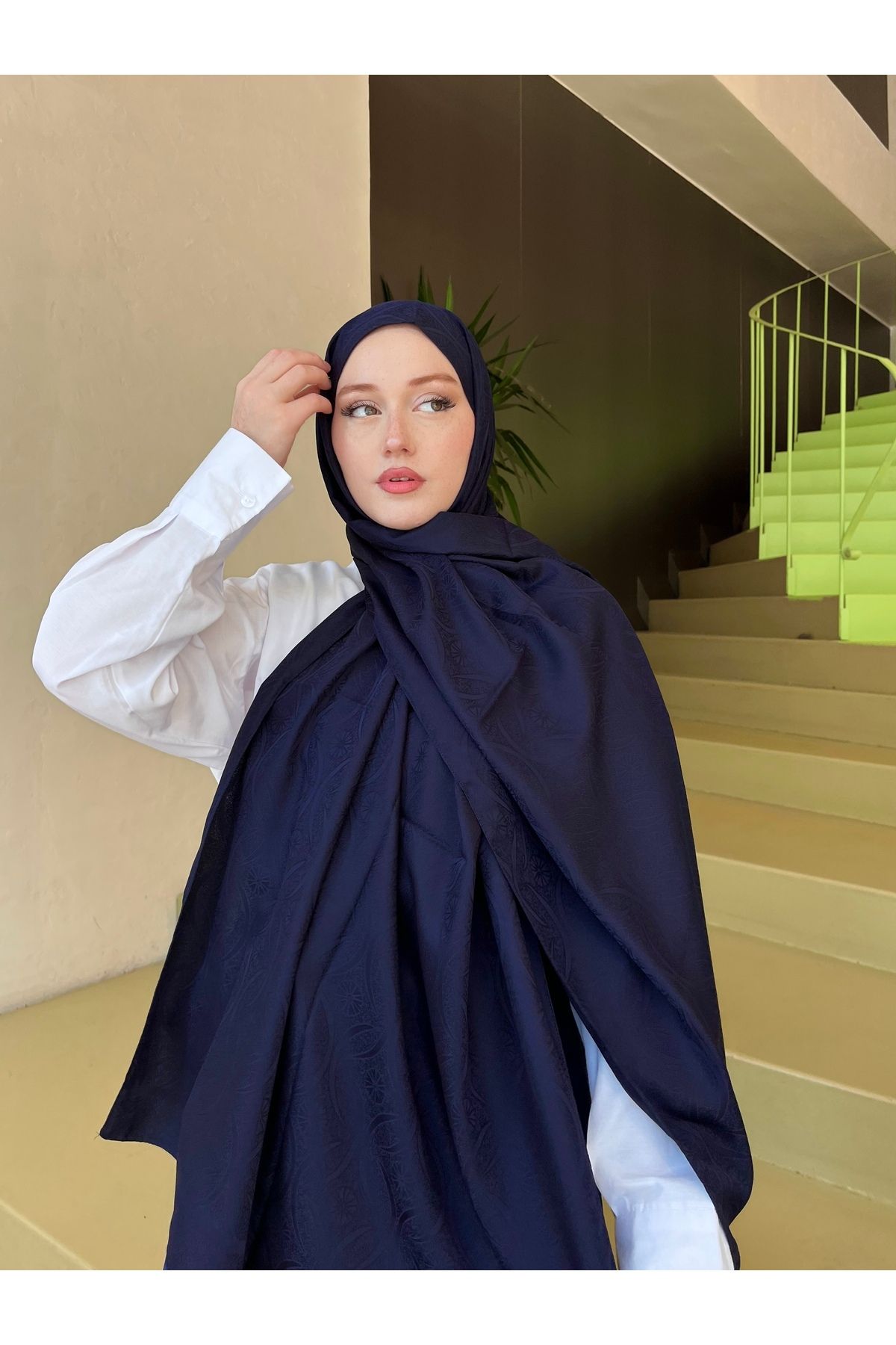 hijabchi Etnik Jakar Şal Sarmaşık Yıldızı Desen -