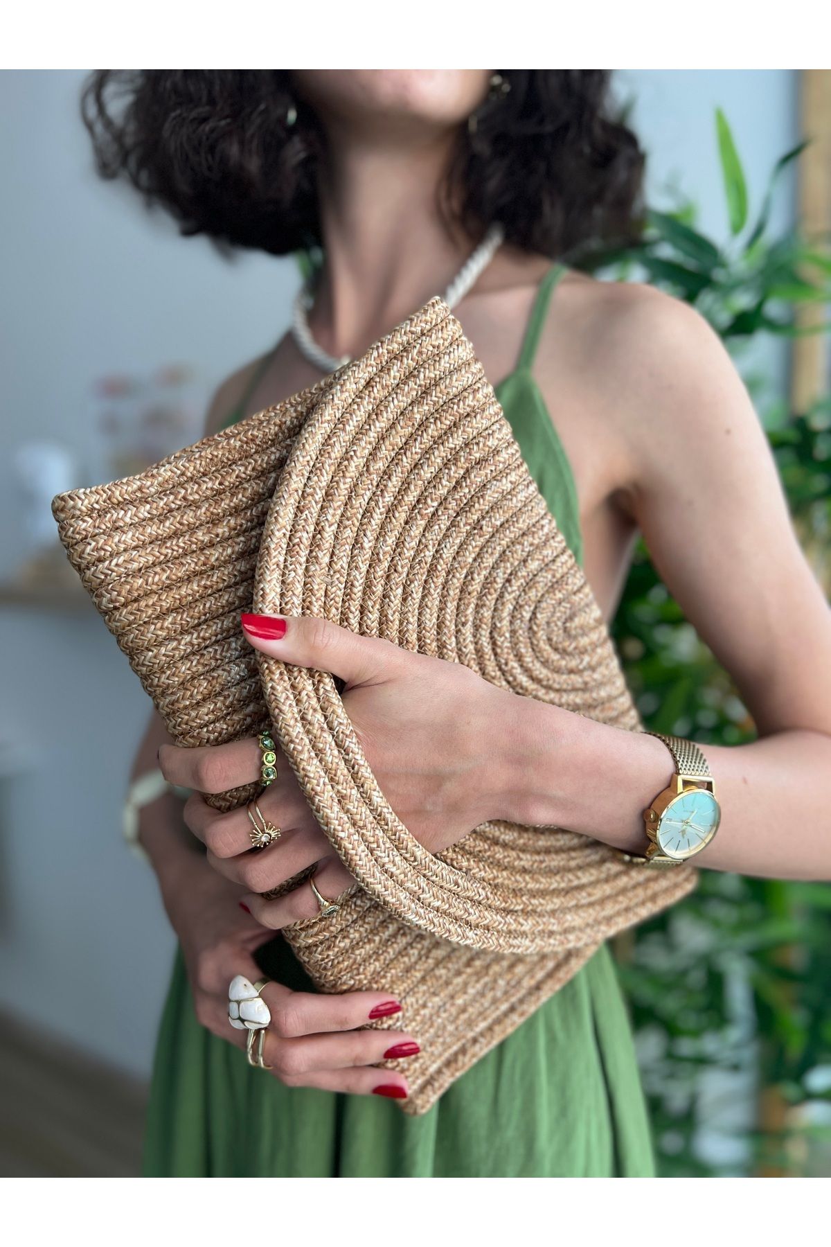 svitza Hasır Clutch Çanta