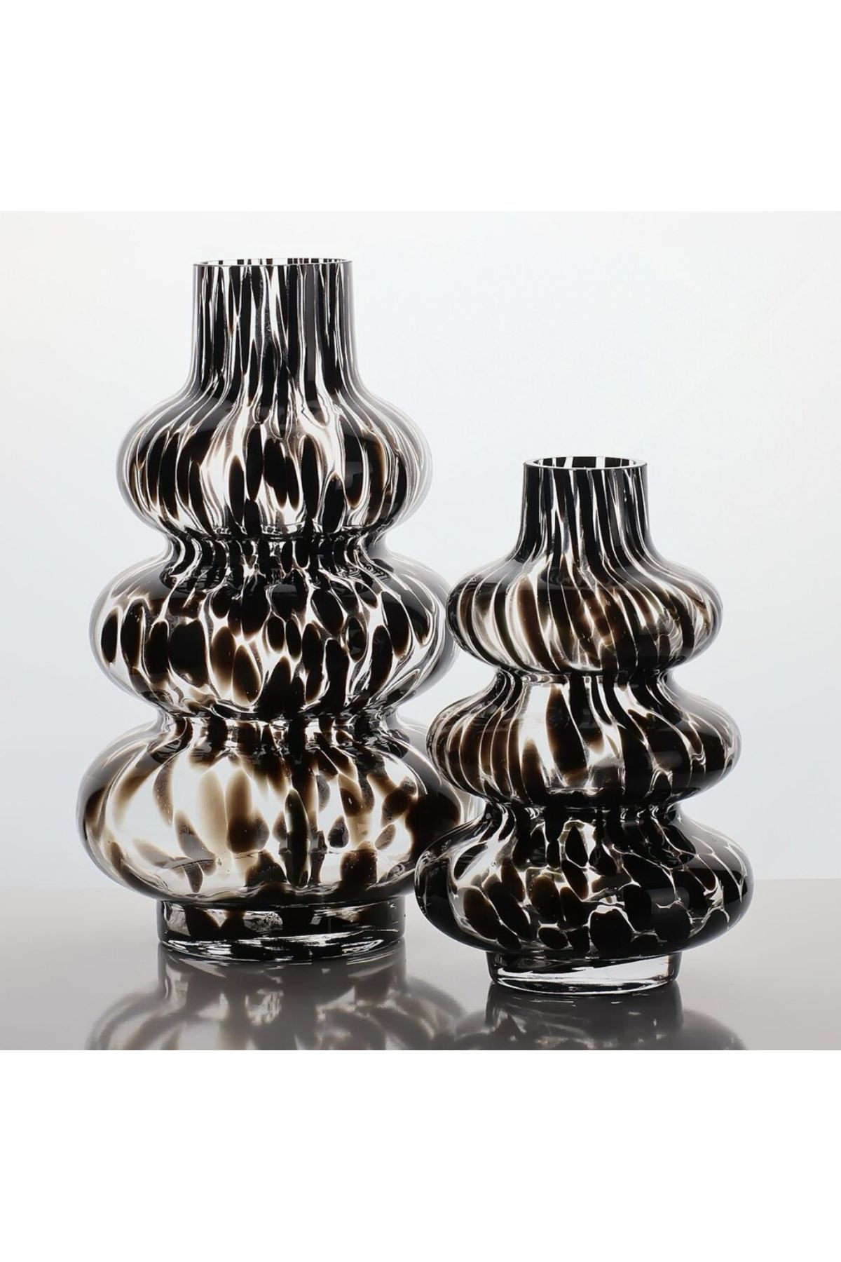 DECORİS HOME & ACCESSORIES Siyah Benekli Cam Vazo
