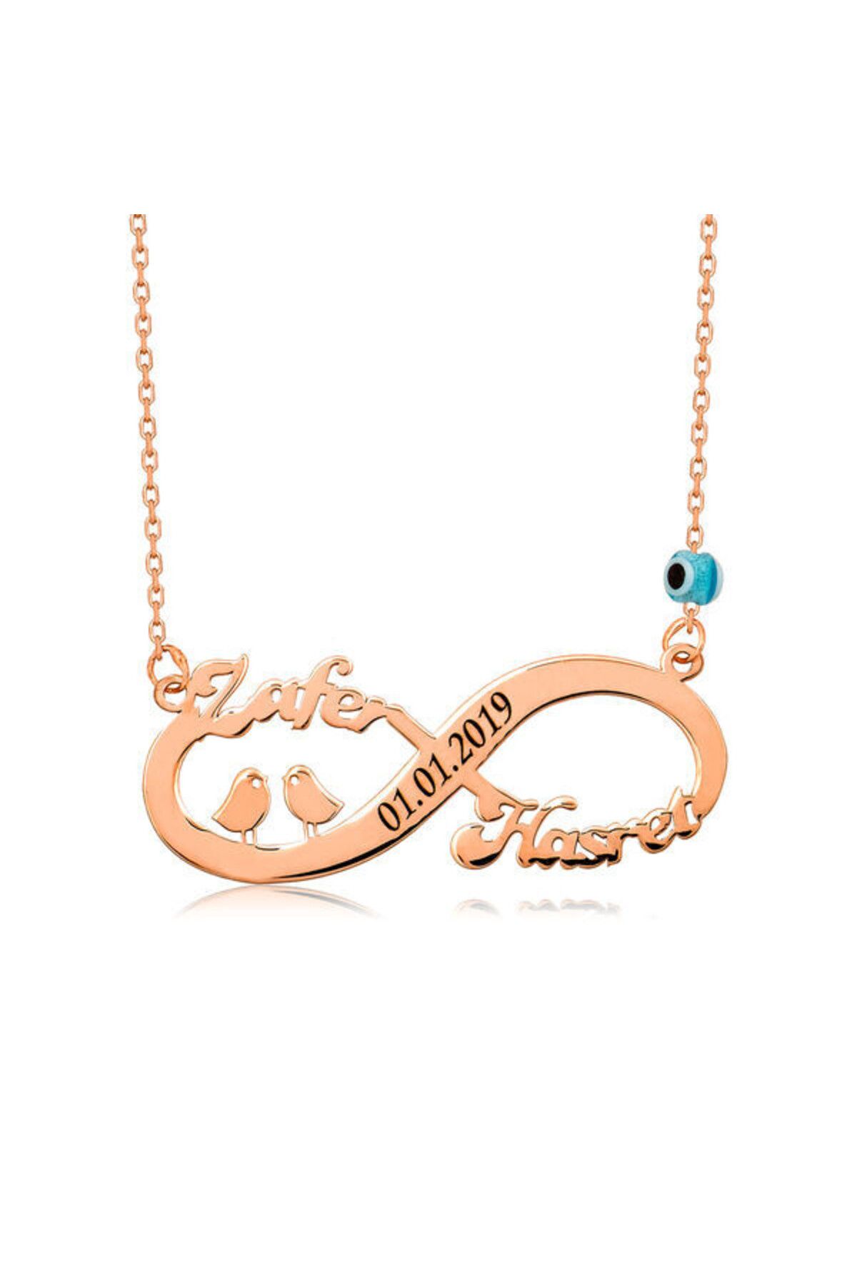 shop Rose Kuşlu Sonsuzluk Kişiye Özel İsimli Kolye