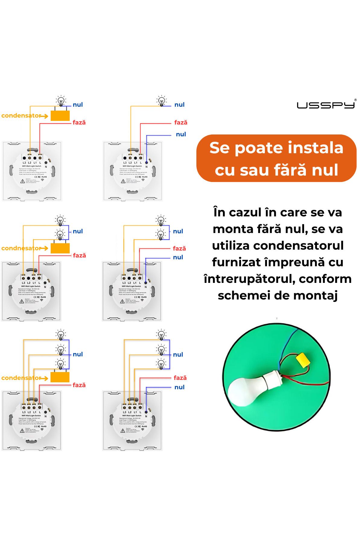 ARMY STORE-Smart touch switch, Wifi, 3 channels, 10A, Gold 7