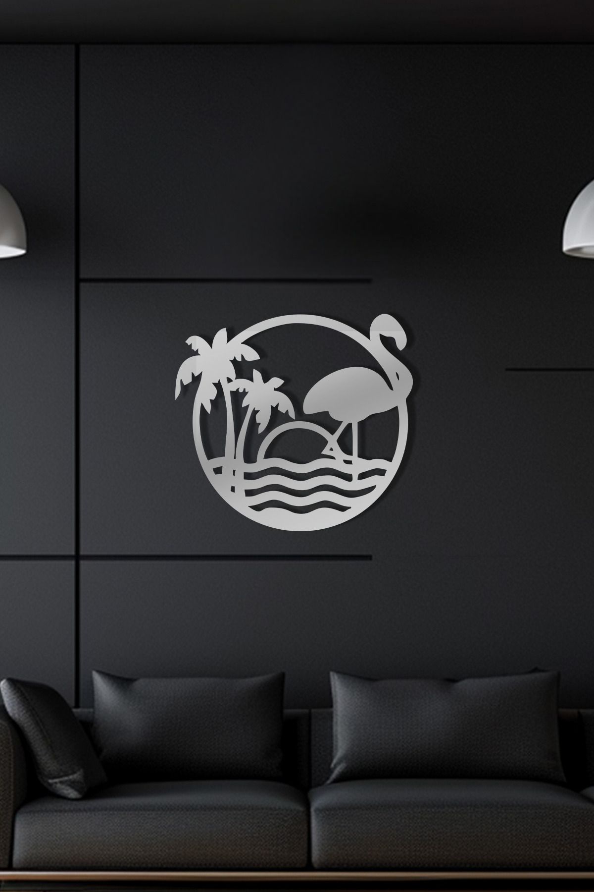 cncrafft Tropik Flamingo Metal Tablo – Yaz ve Palmiye Temalı Duvar Dekoru