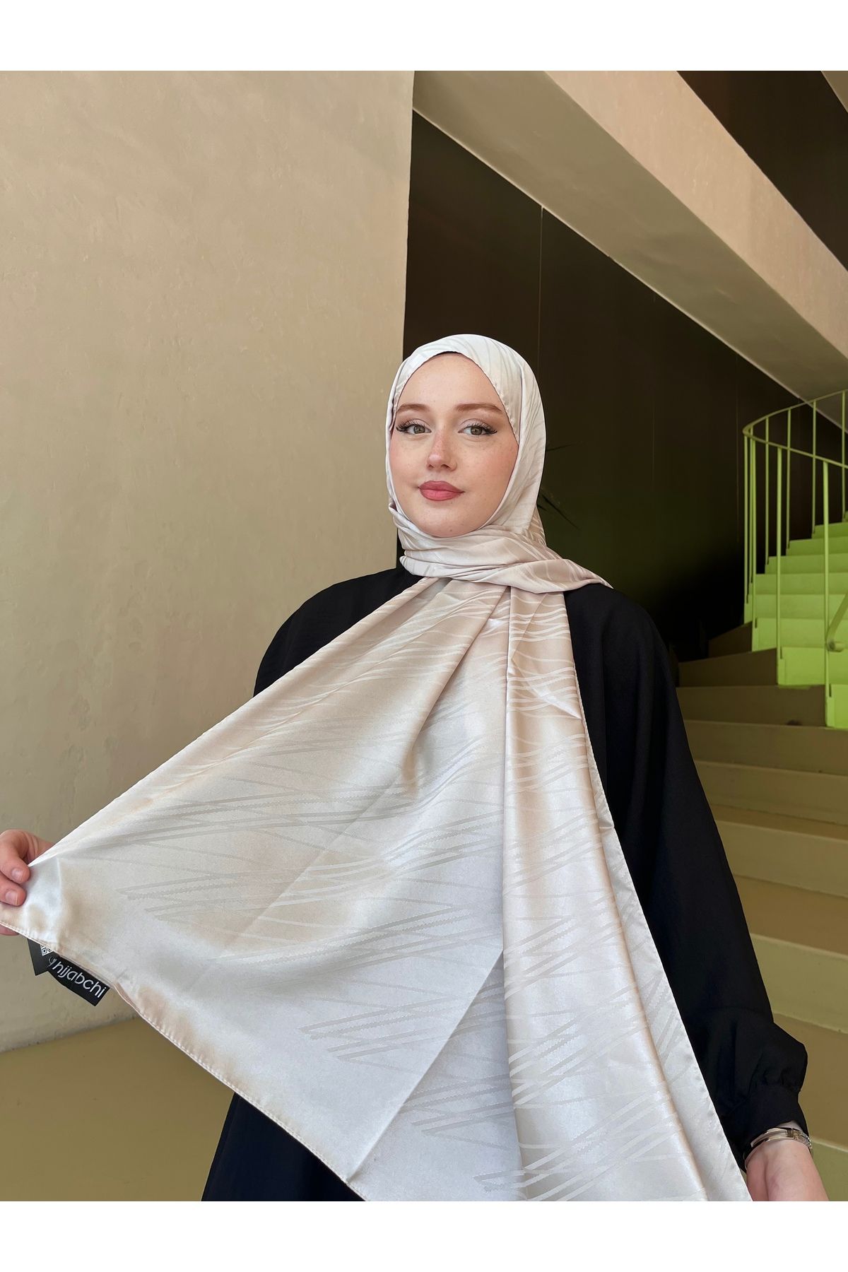 hijabchi İpeksi Jakar Şal Çizgi Desen -