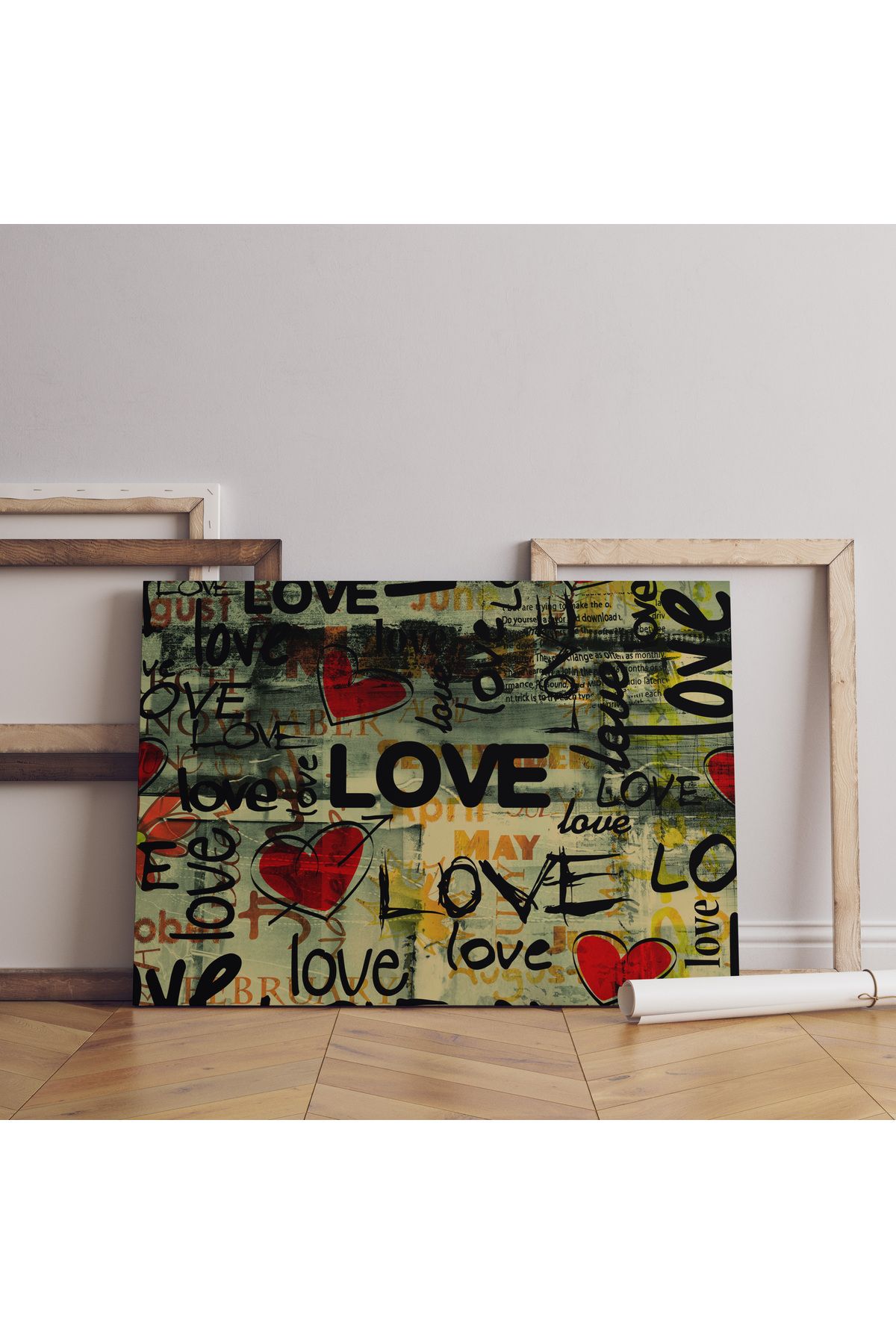 Karkan Tekstil Modern LOVE(Aşk) Yazılı Kanvas Tablo