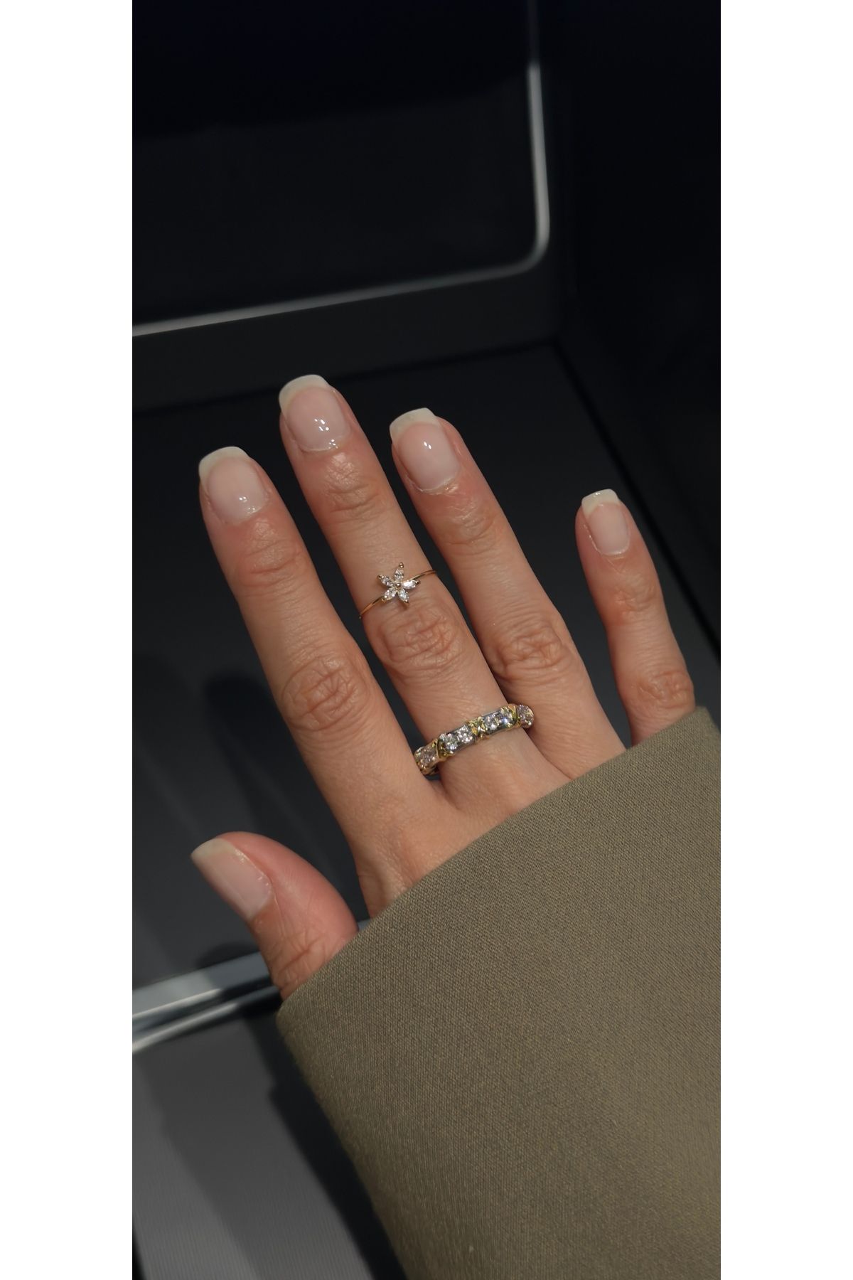 kems jewels Marka Model Zirkon Taşlı Altın Kaplama Çelik Yüzük