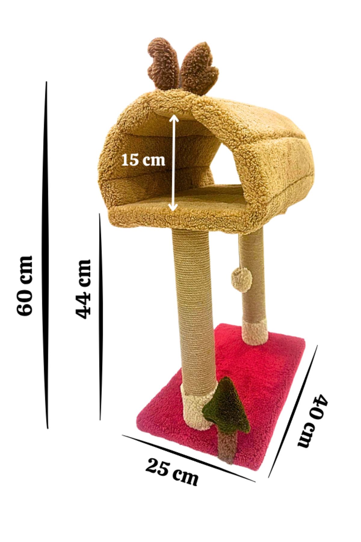 Komano Pontika-Cat Scratching Post and Cat Bed |   Deer Themed |   With Bell and Playground |   Soft and Comfortable 2