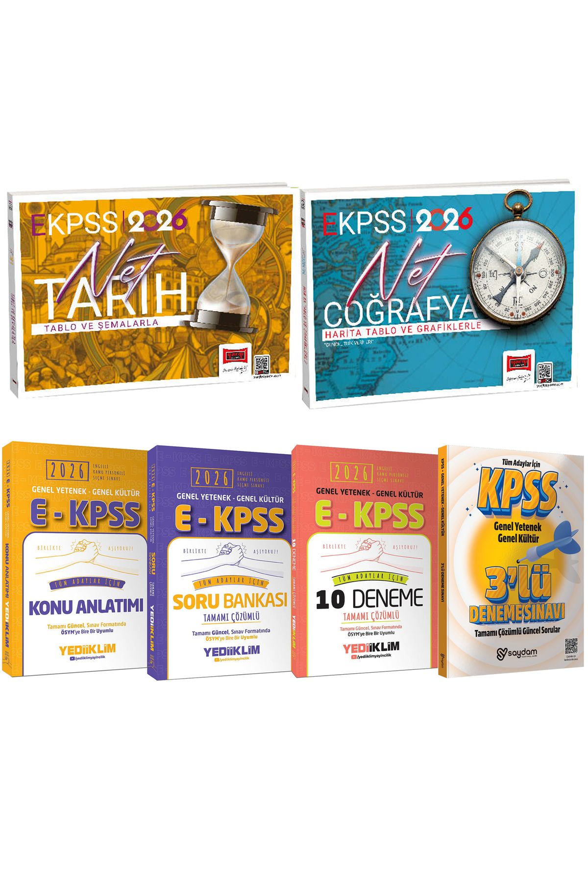 Yargı Yayınları 2026 E-KPSS GYGK Akılda Kalan Tarih-Coğrafya-Konu Anlatımı-Çözümlü Soru Bankası-Çözümlü 10 Deneme