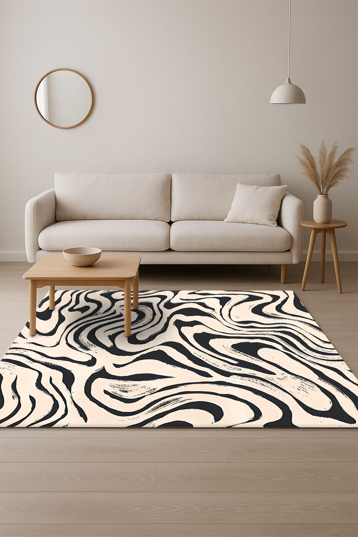SÜNGERSAN Modern Pastel Renk Tonlarında Kaymaz Yıkanabilir Halı Kaymaz Salon Halısı