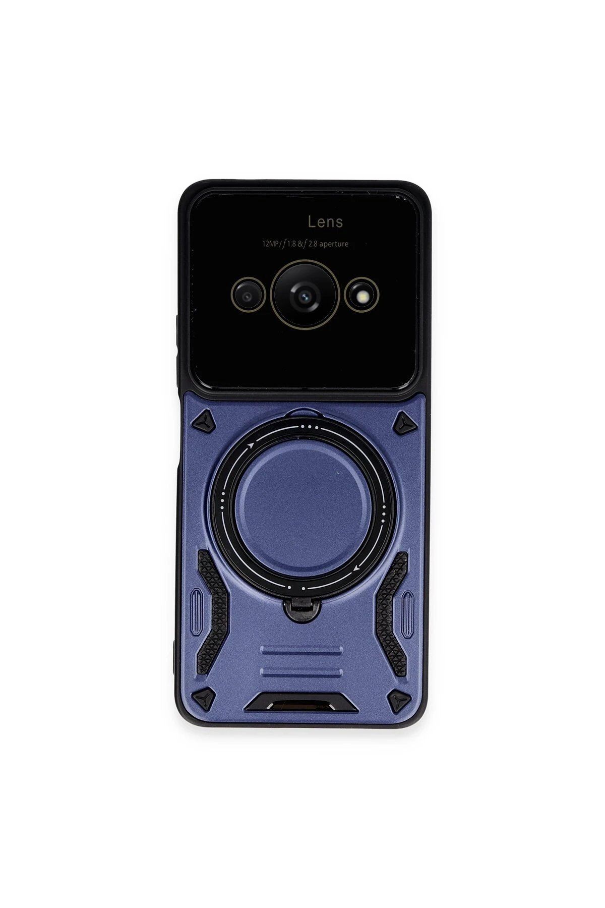 Toptan Bulurum Xiaomi Poco C61 Kılıf Joy Lens Standlı Kapak - Lacivert
