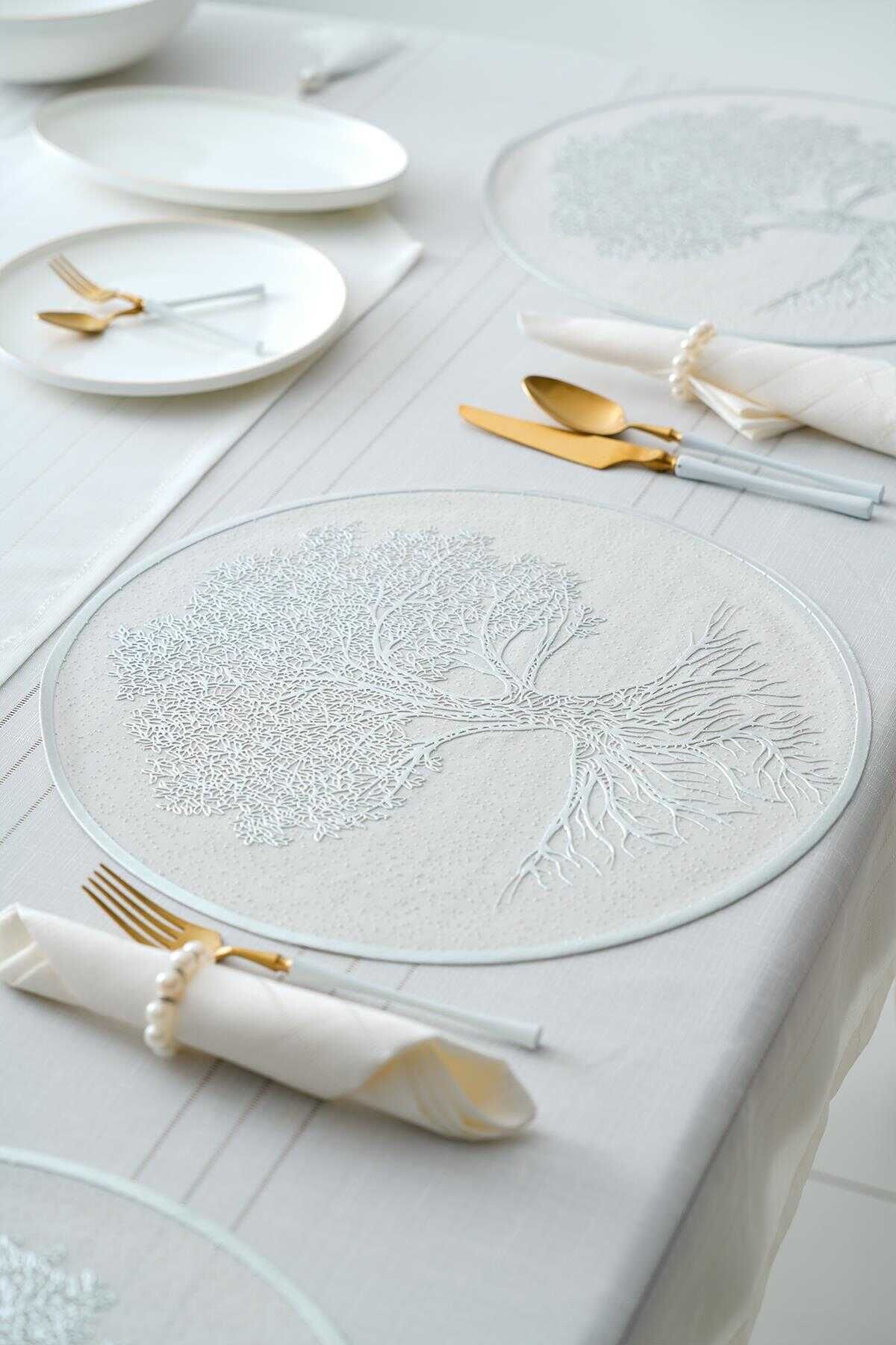 ACAR 6 lı Lavina Tree Amerikan Servisi Gold - Gümüş - 38 cm