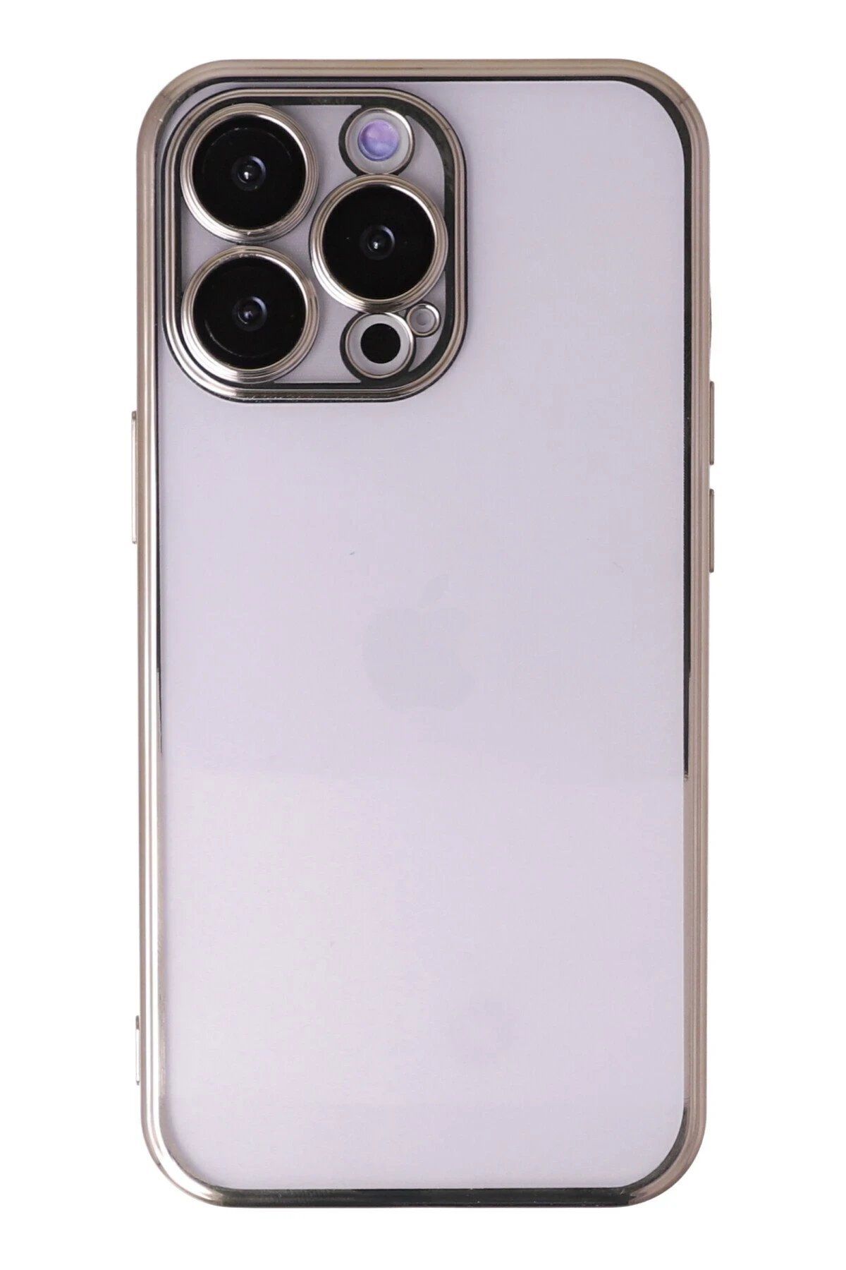 Toptan Bulurum iPhone 13 Pro Kılıf Lensli Silikon - Gold